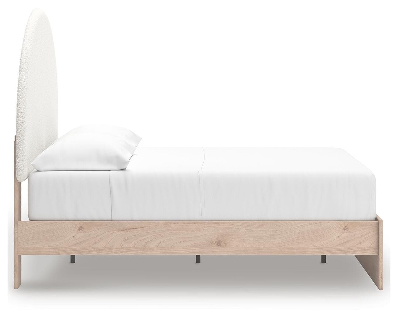 Shapella Full Upholstered Panel Bed — Brown/Beige & White — view 8