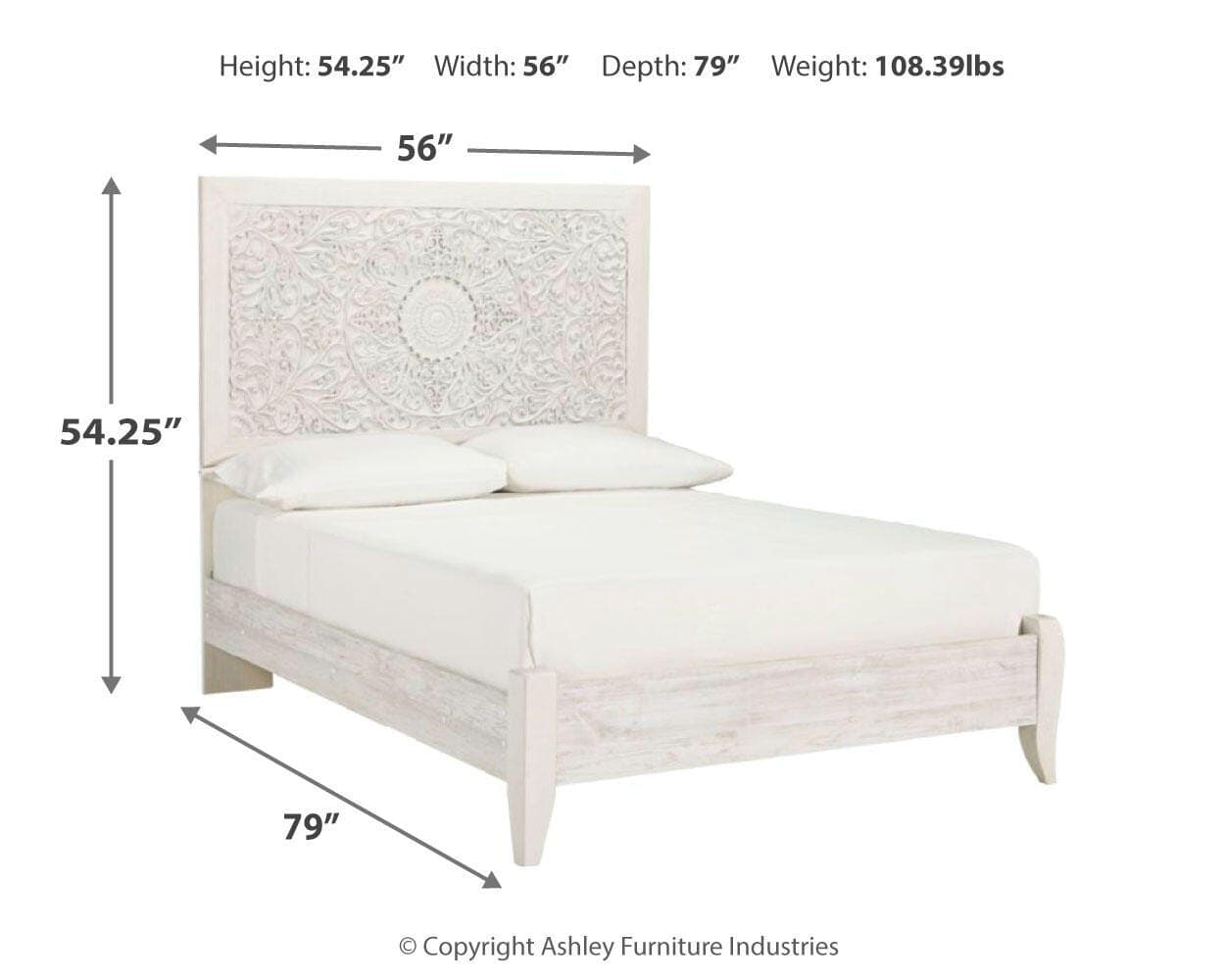 Paxberry Full Panel Bed — White — view 4