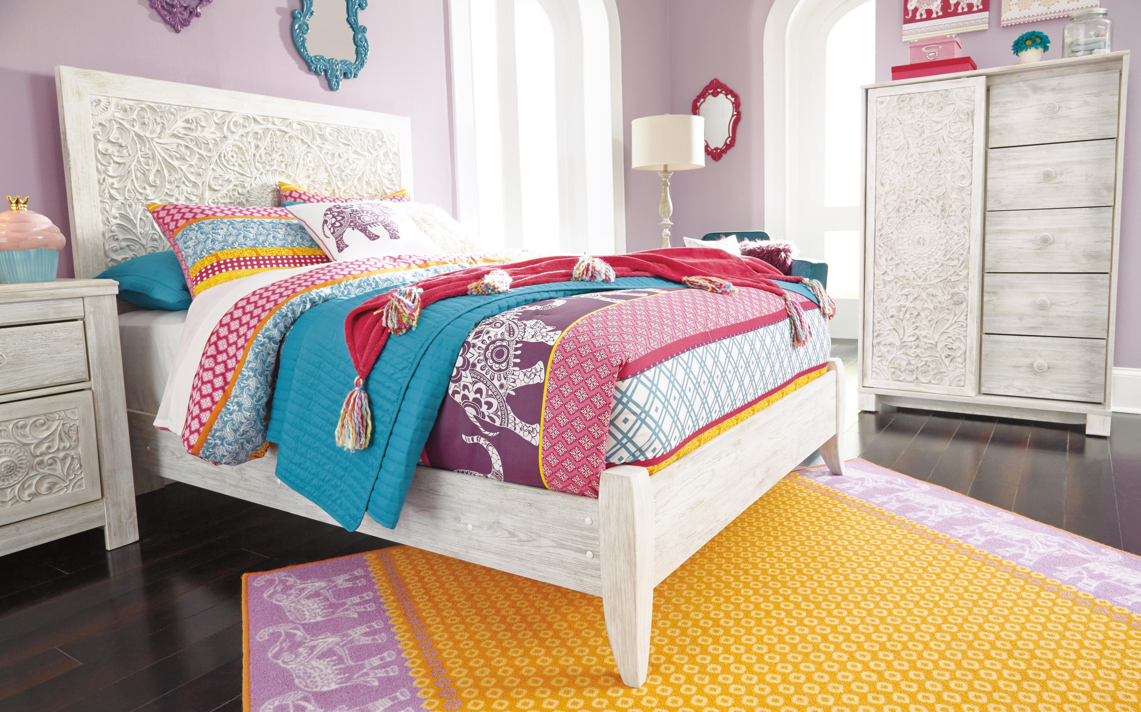 Paxberry Twin Panel Headboard — White — view 3