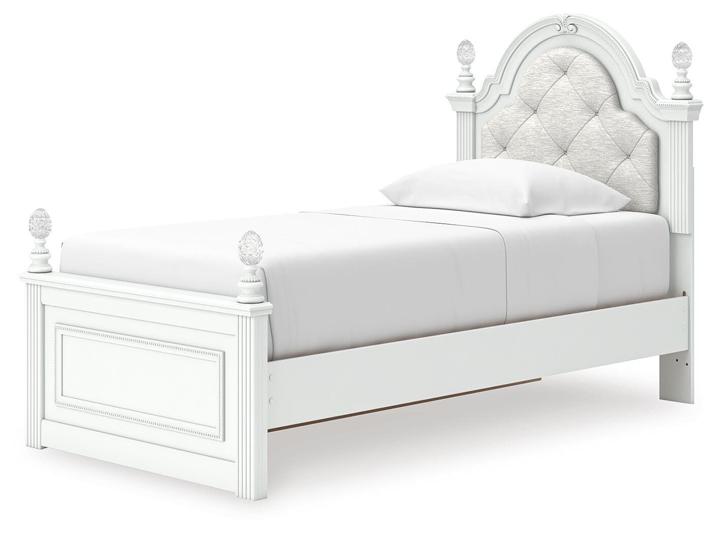 Maylilly Twin Upholstered Panel Storage Bed — White — view 6