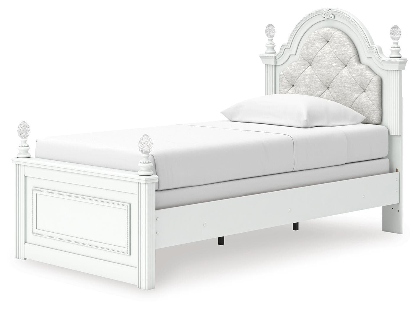 Maylilly Twin Upholstered Panel Bed — White — view 5