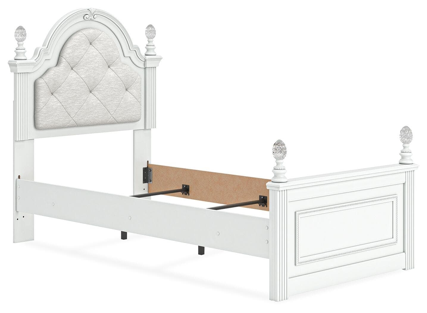 Maylilly Twin Upholstered Panel Bed — White — view 3