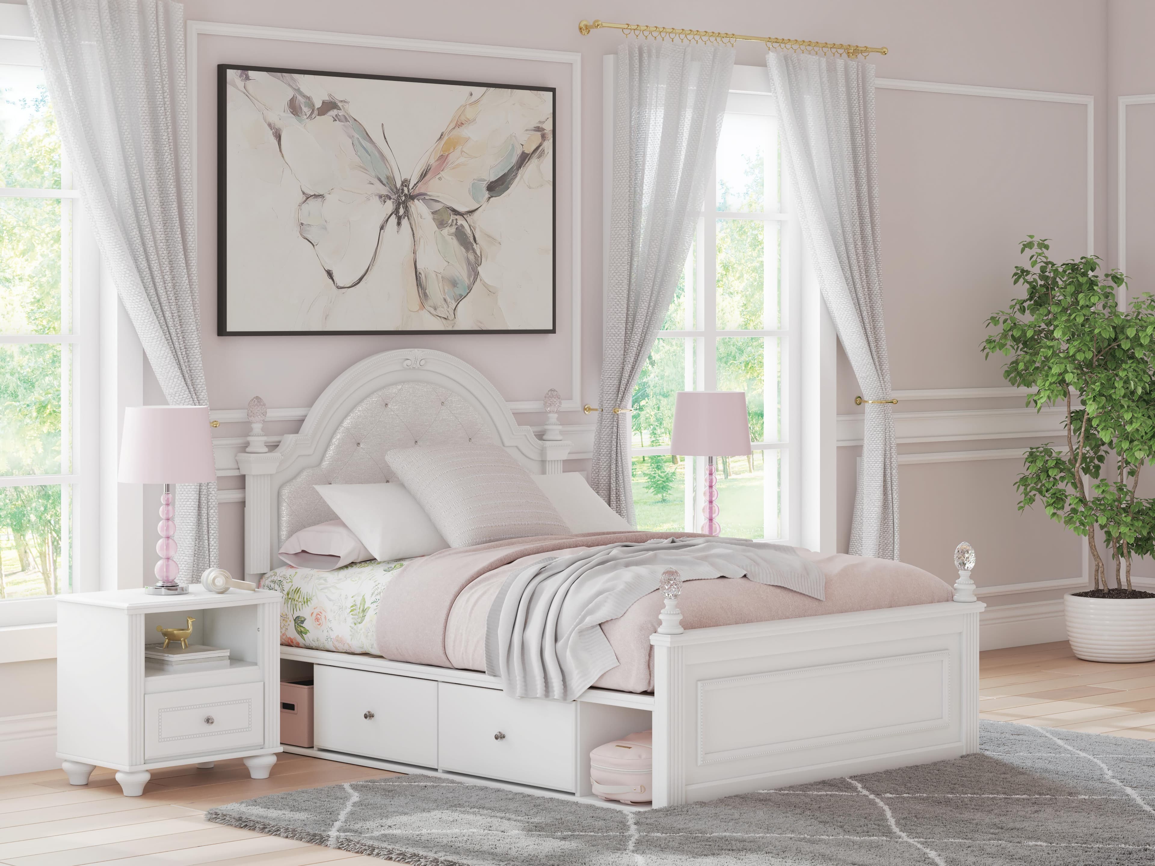 Maylilly Full Upholstered Panel Storage Bed — White — view 2