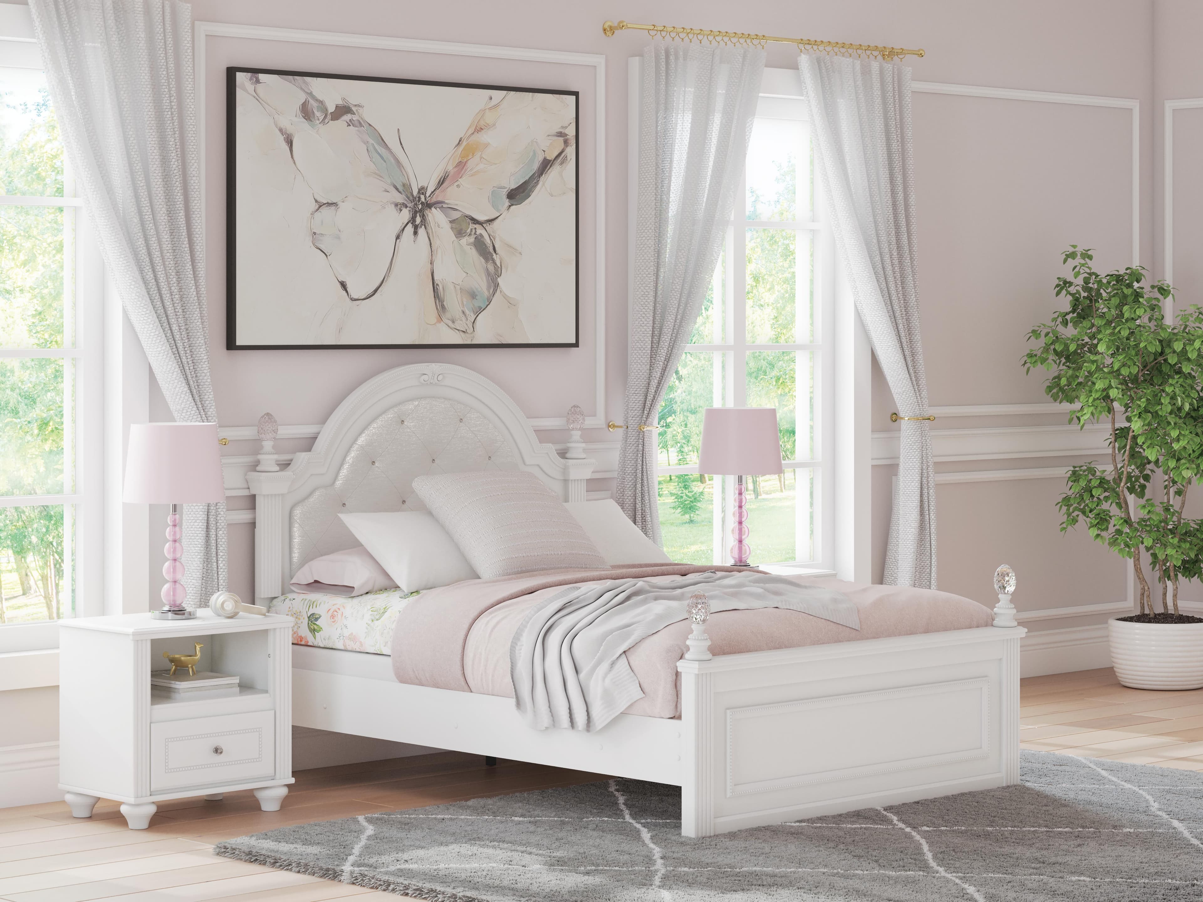 Maylilly Full Upholstered Panel Bed — White — view 2