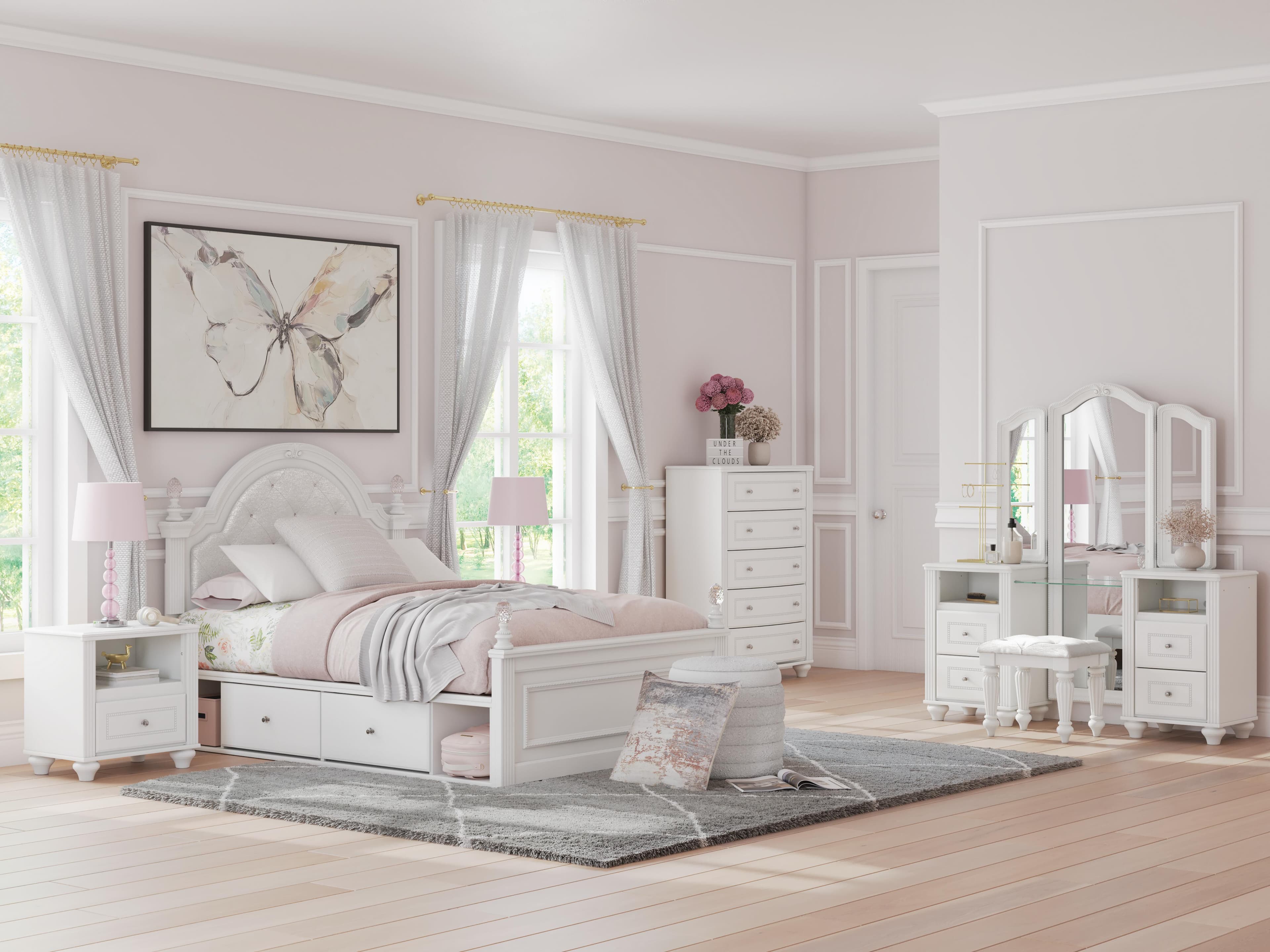 Maylilly Vanity with Mirror — White — view 2