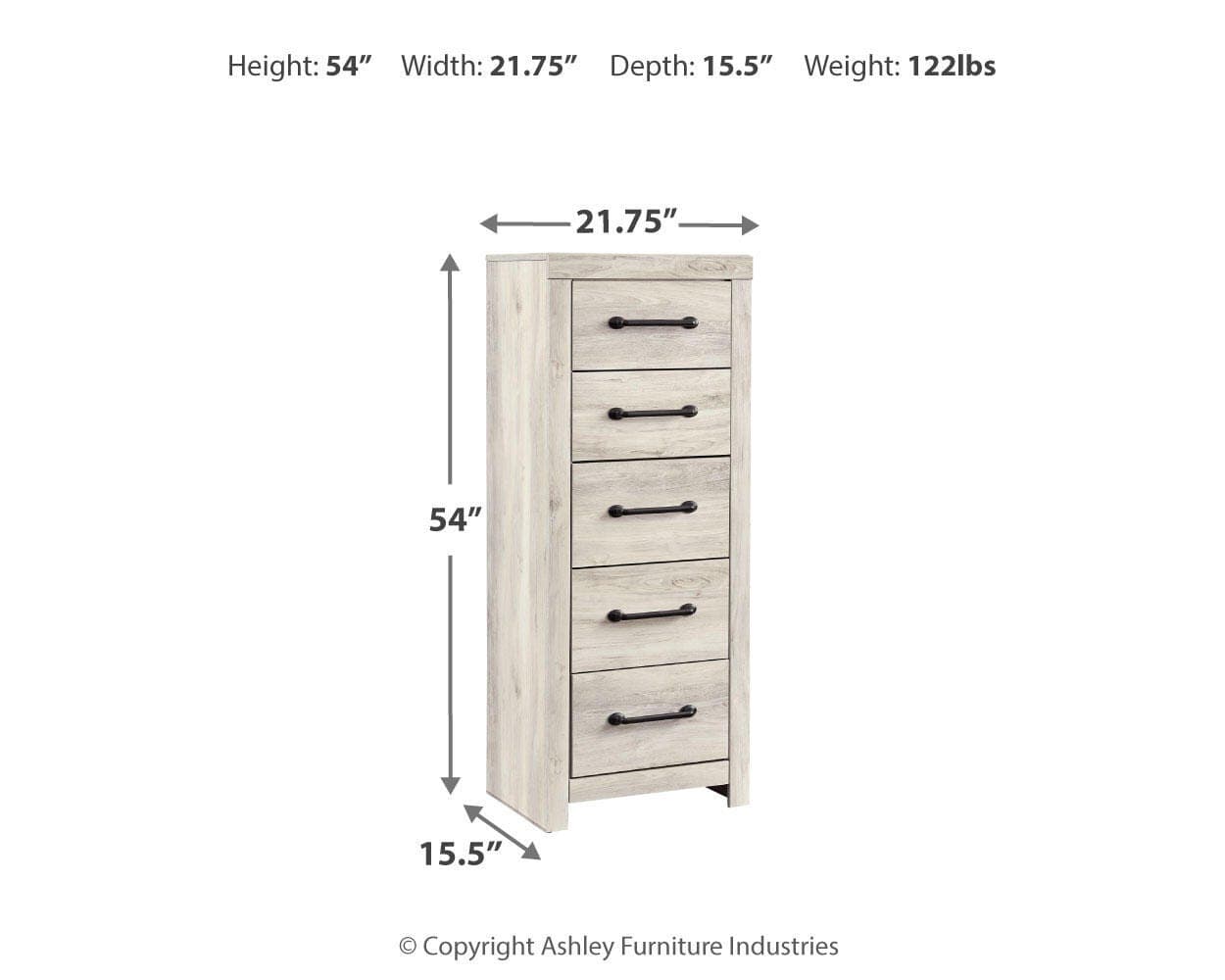 Cambeck Narrow Chest of Drawers — White — view 4