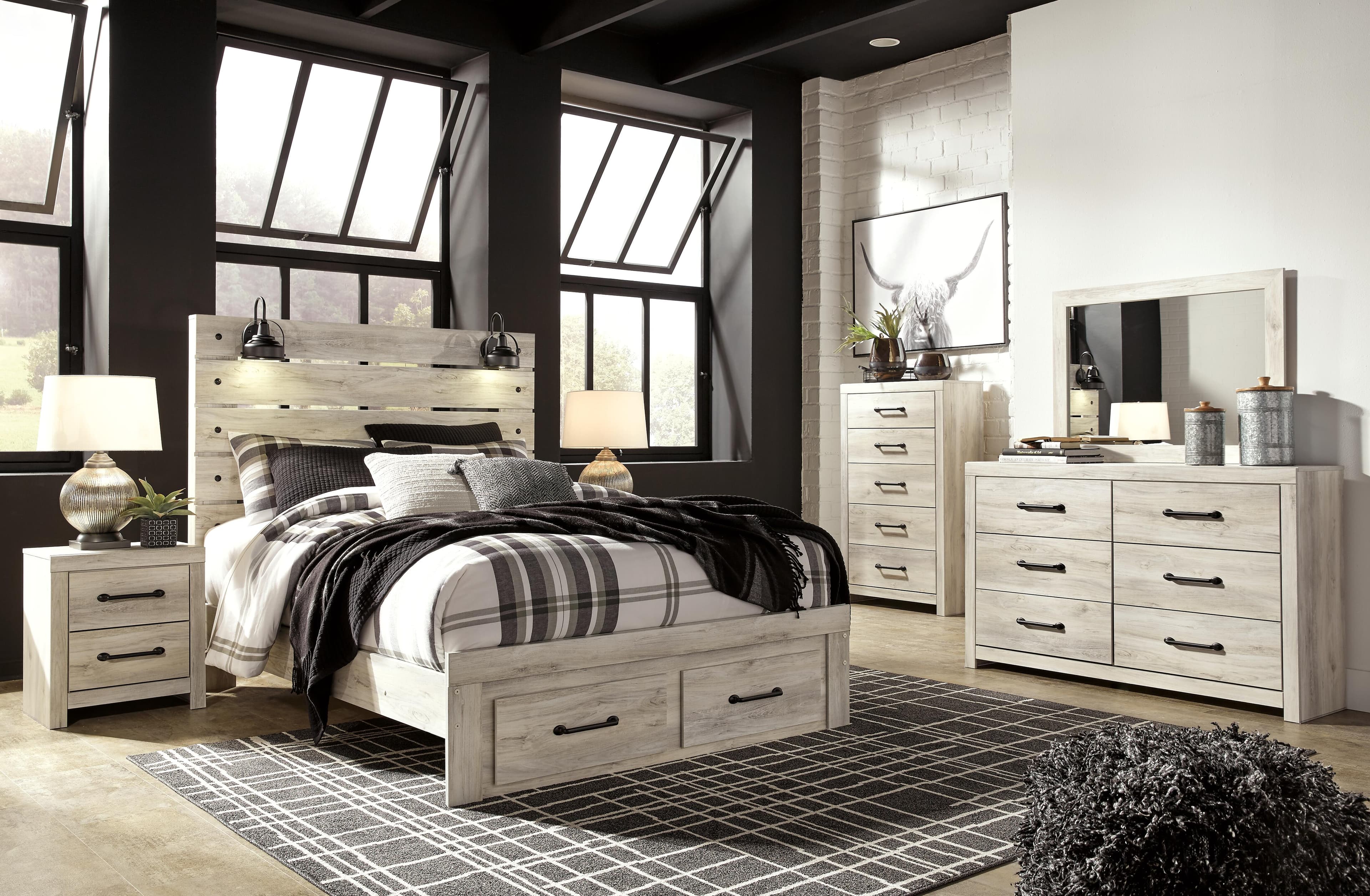 Cambeck Queen Panel Bed with 2 Storage Drawers — White — view 7