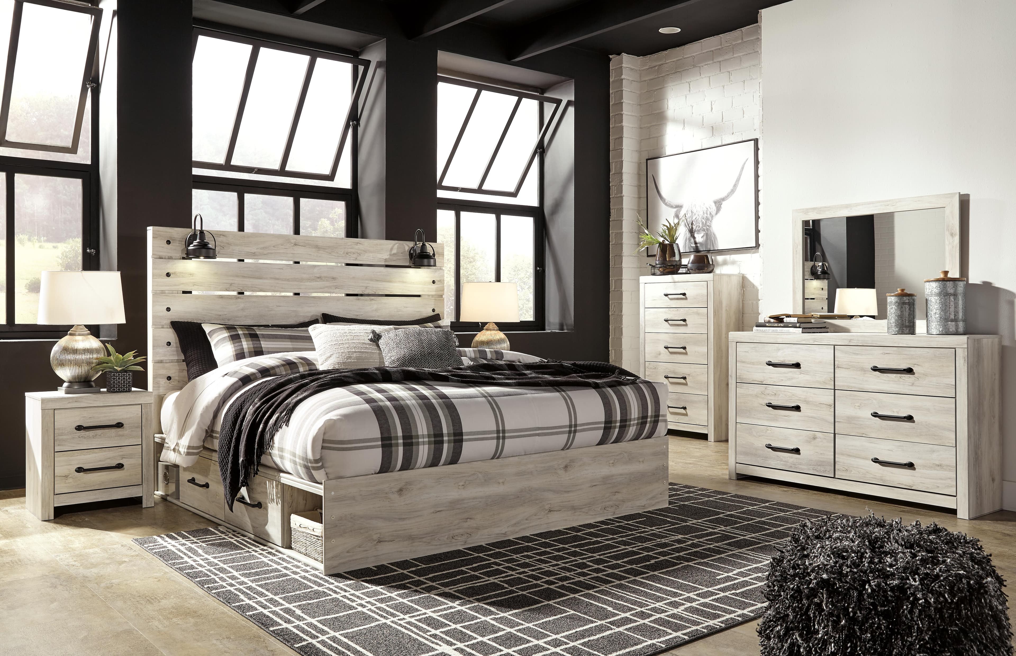 Cambeck King Panel Bed with 2 Storage Drawers — White — view 6