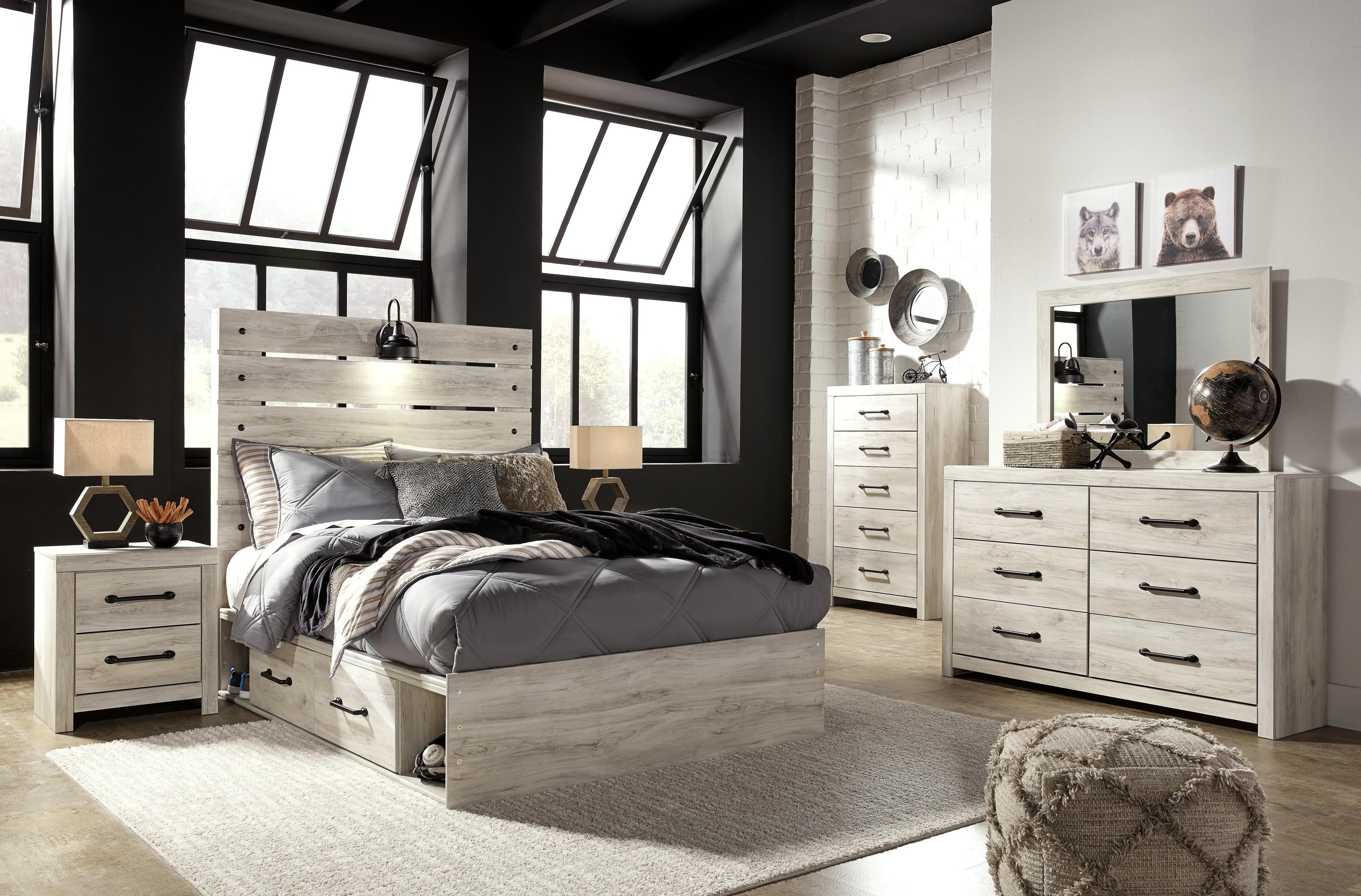 Cambeck Full Panel Bed with 4 Storage Drawers — White — view 7