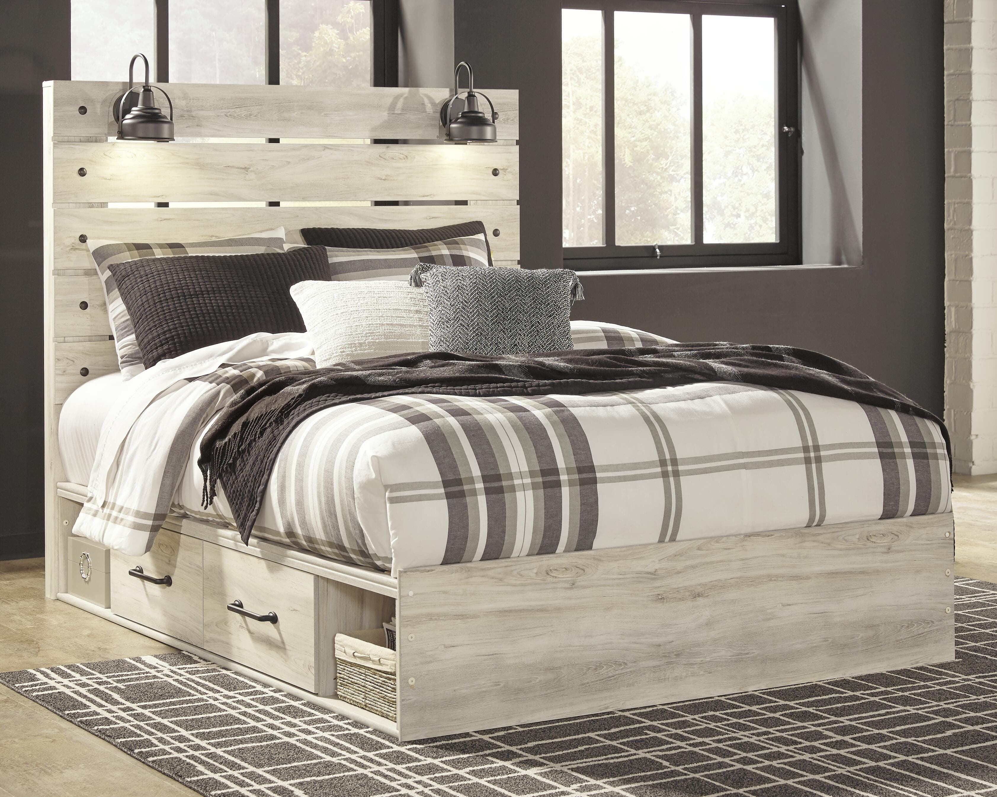 Cambeck Queen Panel Bed with 2 Storage Drawers — White — view 2