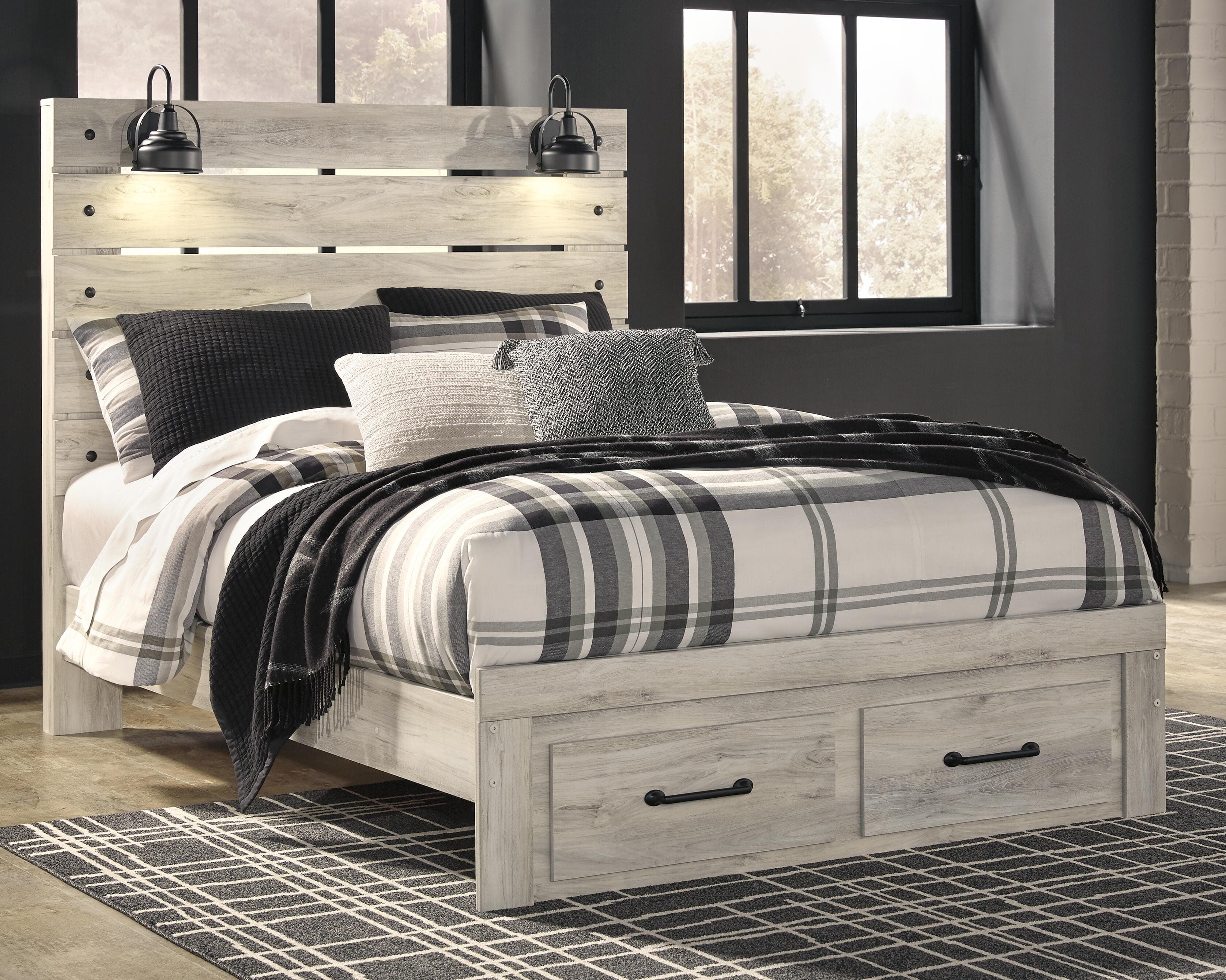 Cambeck Queen Panel Bed with 2 Storage Drawers — White — view 2