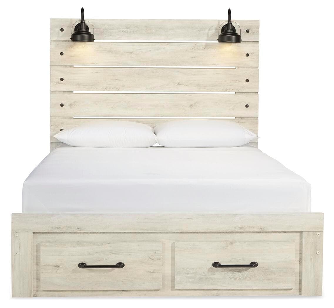 Cambeck Queen Panel Bed with 2 Storage Drawers — White — view 5