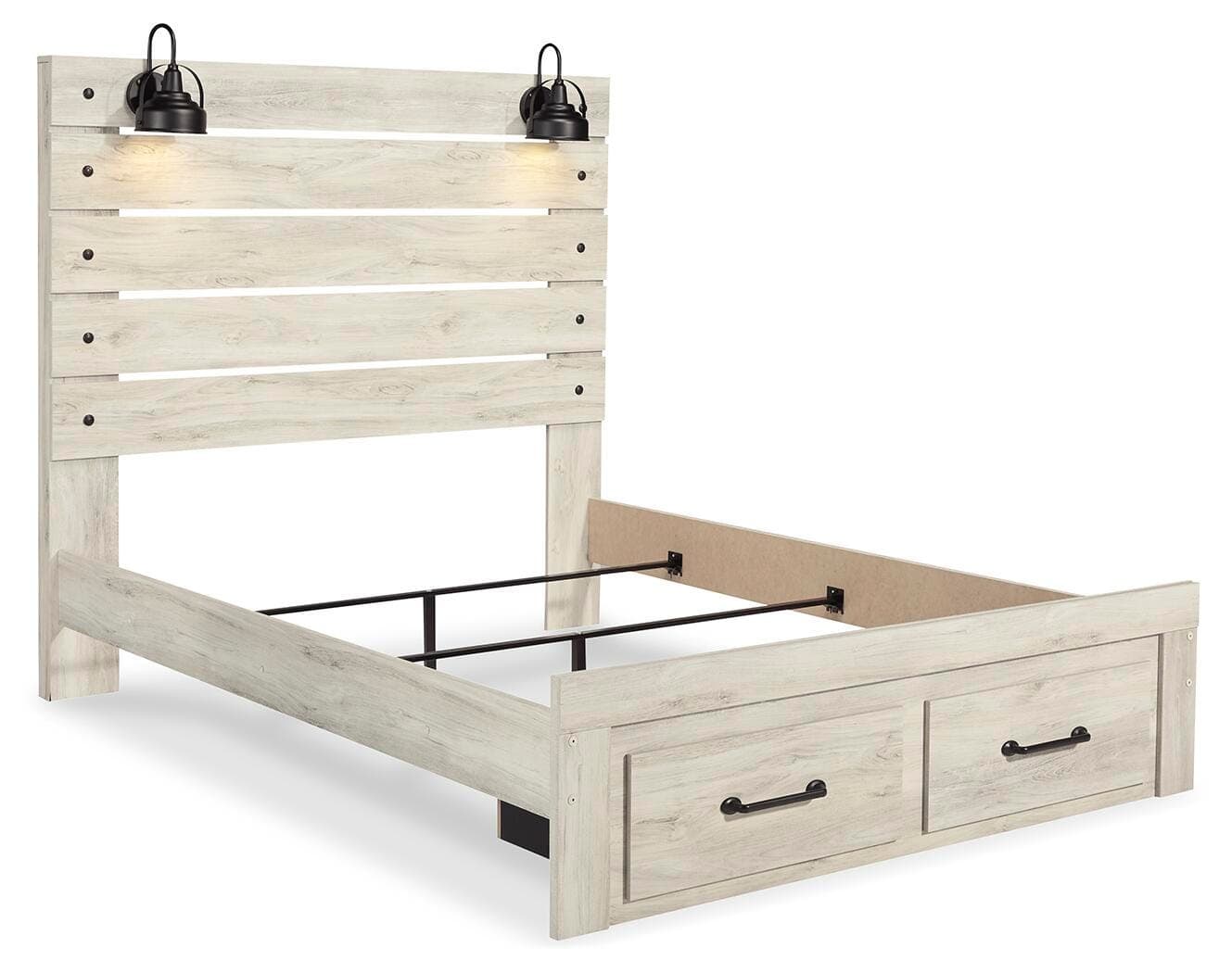 Cambeck Queen Panel Bed with 2 Storage Drawers — White — view 3