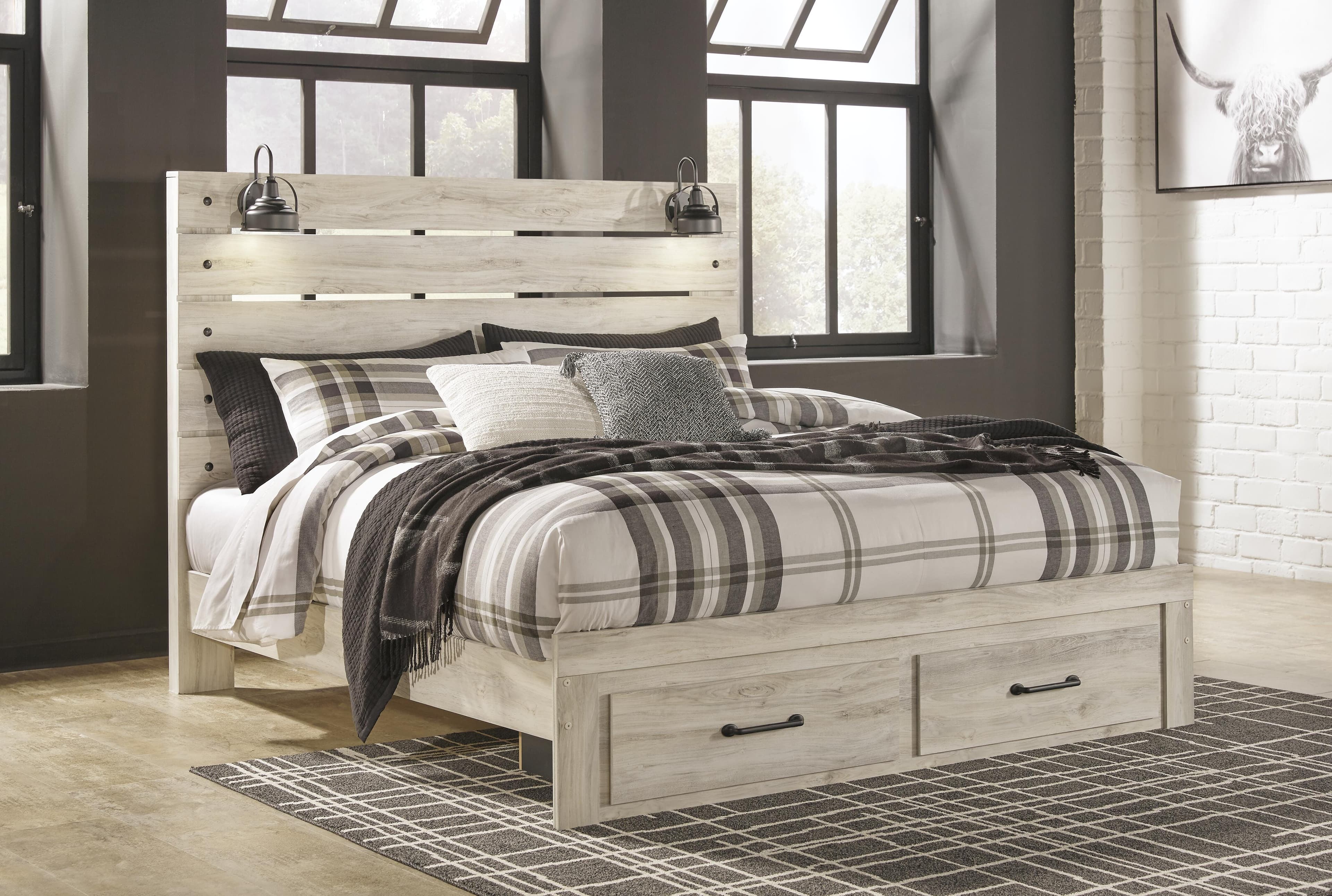 Cambeck King Panel Storage Bed — White — view 2