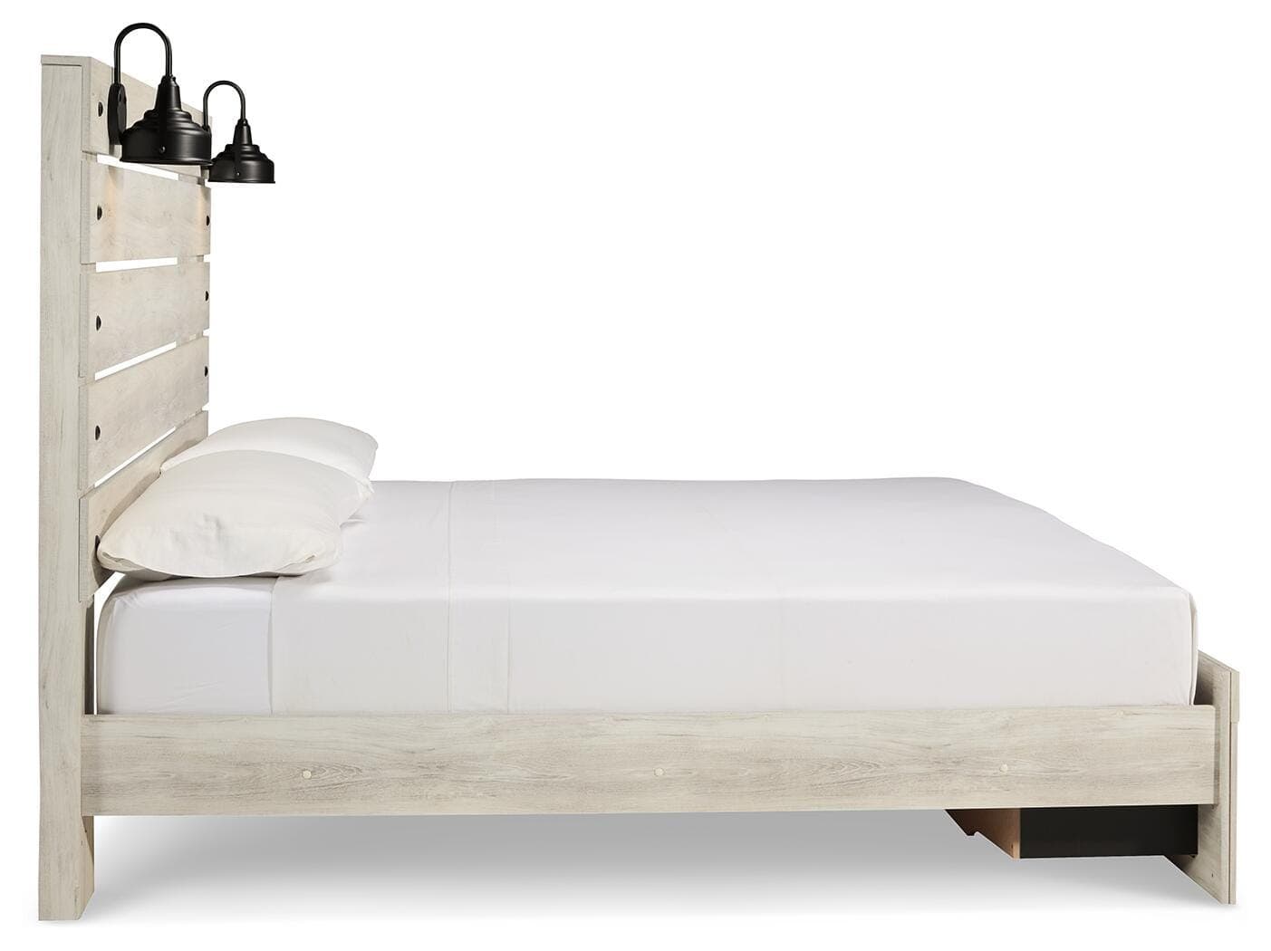 Cambeck King Panel Bed with 2 Storage Drawers — White — view 5