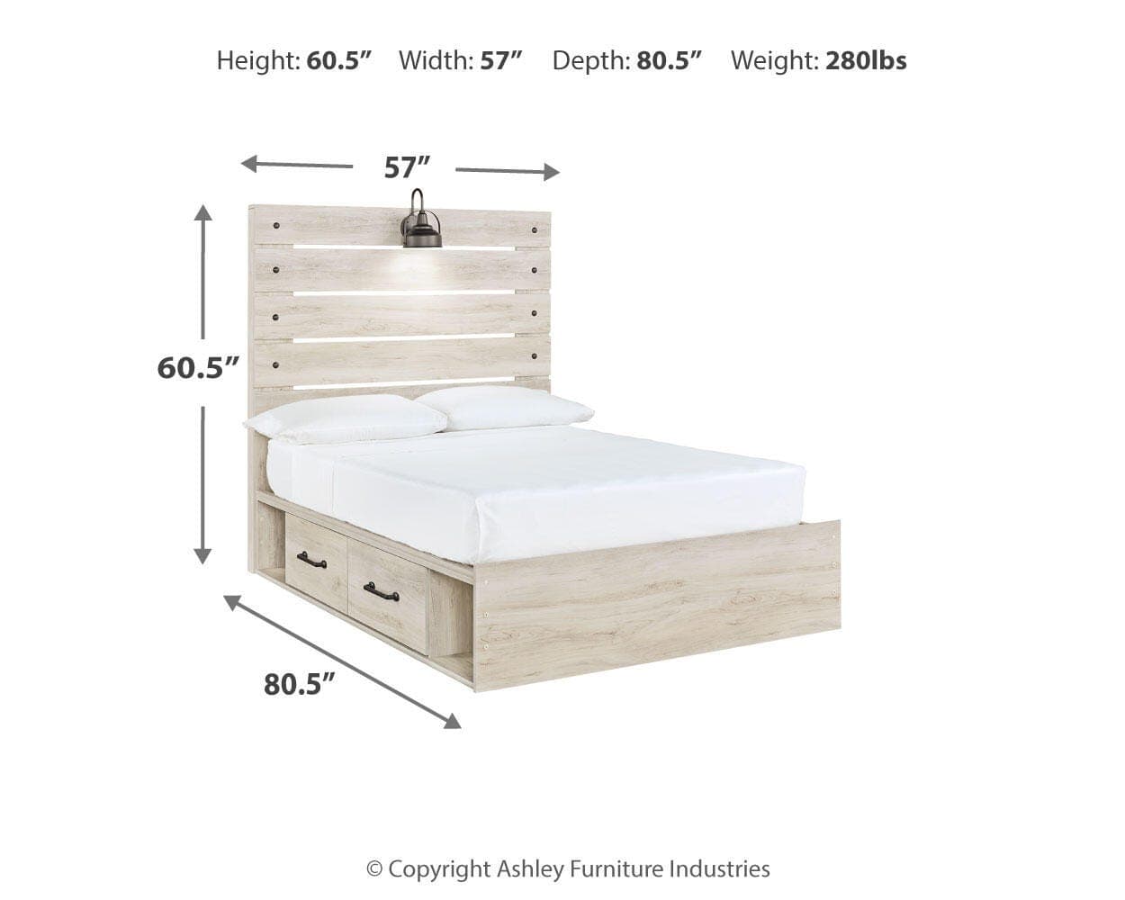 Cambeck Full Panel Bed with 4 Storage Drawers — White — view 4