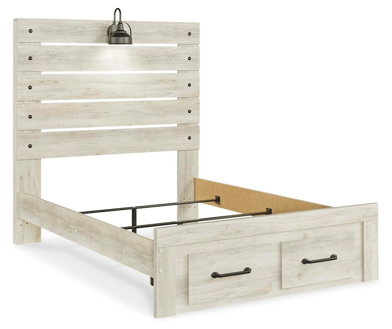 Cambeck Full Panel Bed with 2 Storage Drawers — White — view 6