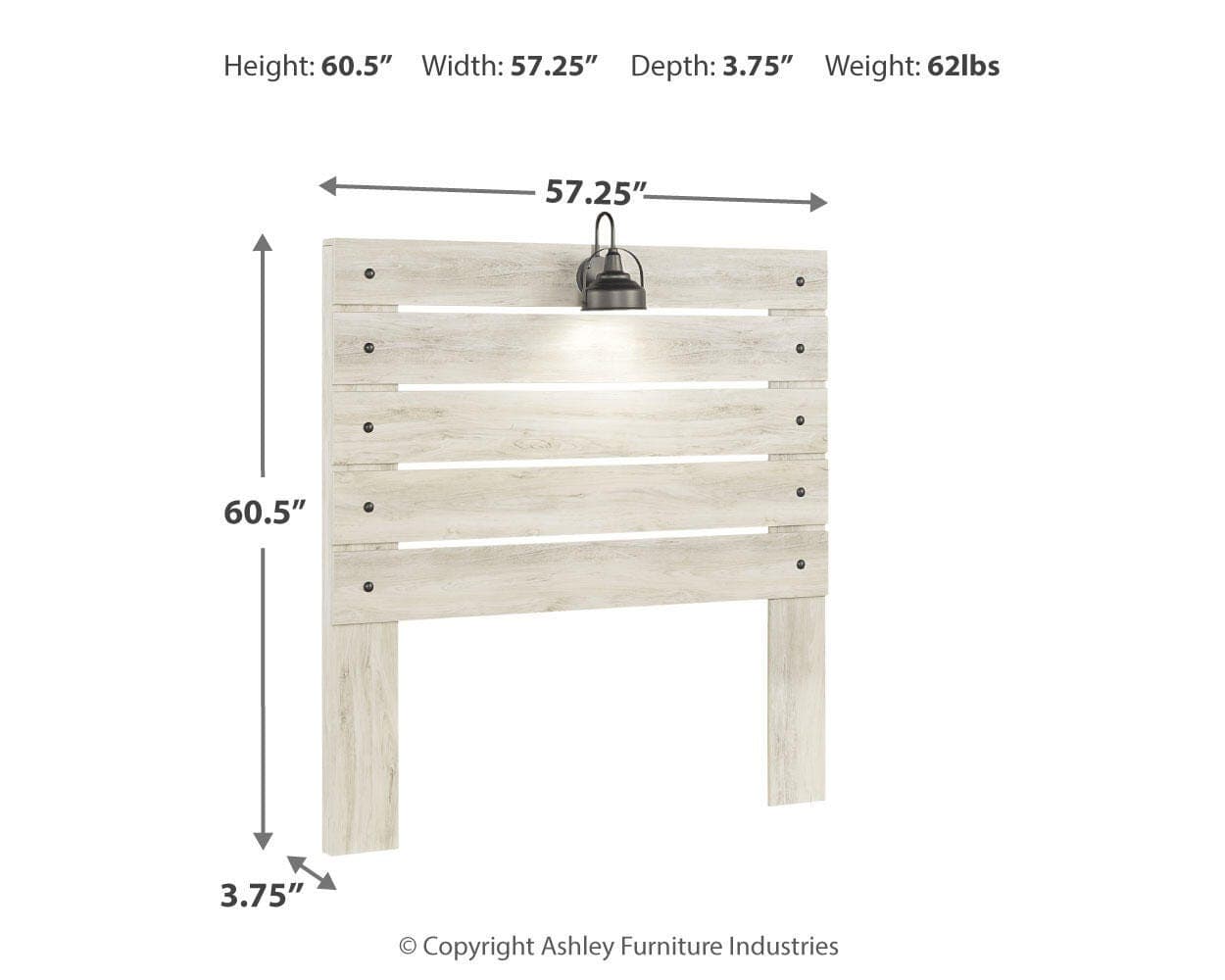 Cambeck Full Panel Headboard — White — view 4
