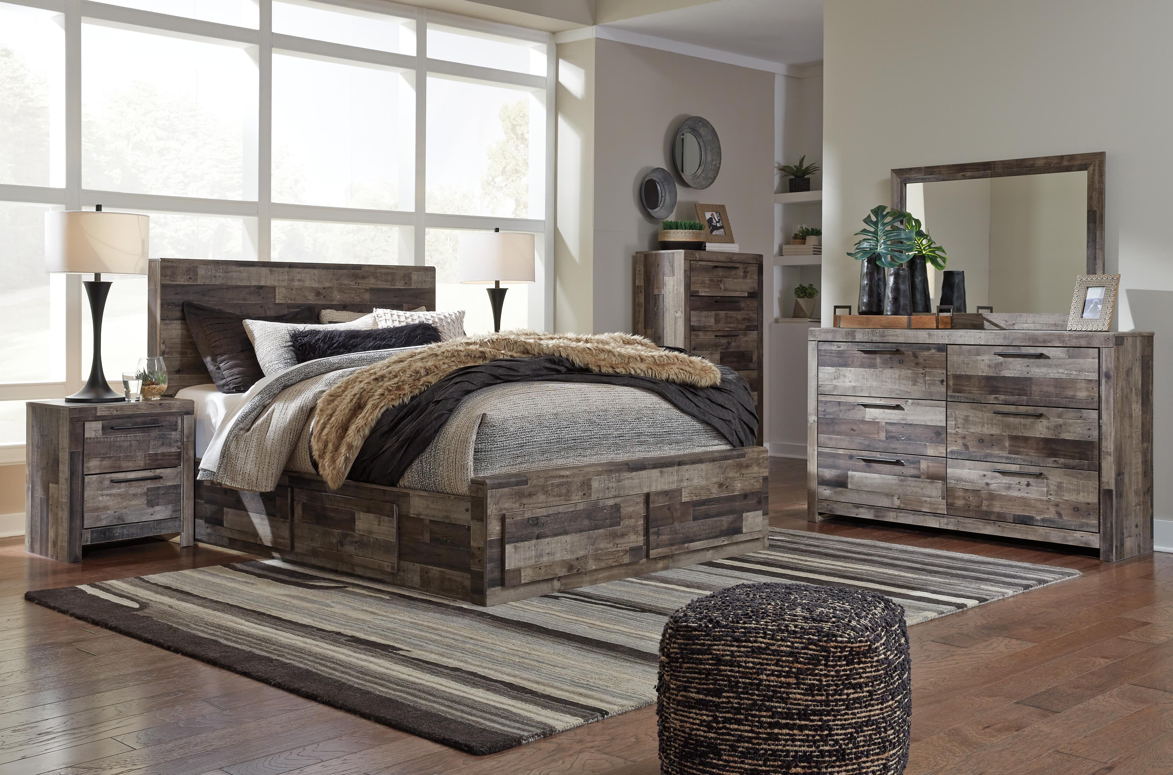 Derekson Full Panel Bed with 6 Storage Drawers — Black/Gray & Brown/Beige — view 7