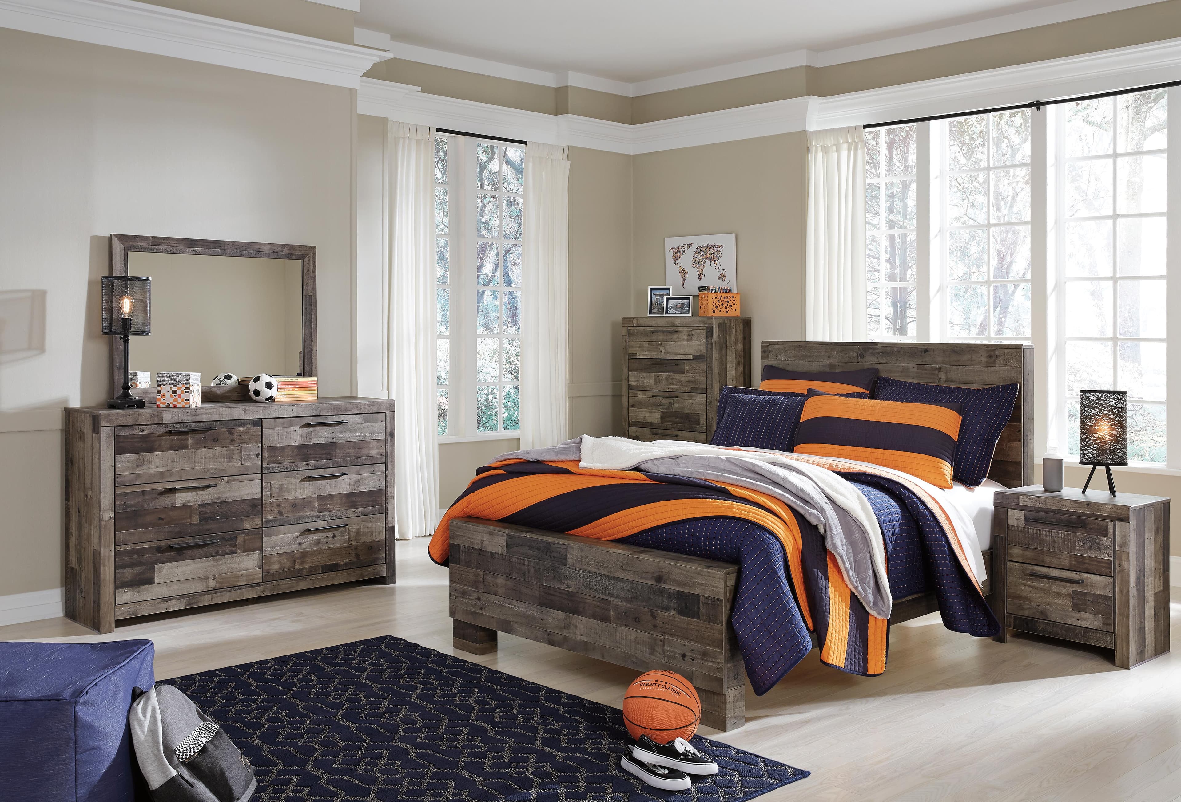 Derekson Full Panel Bed — Black/Gray & Brown/Beige — view 4