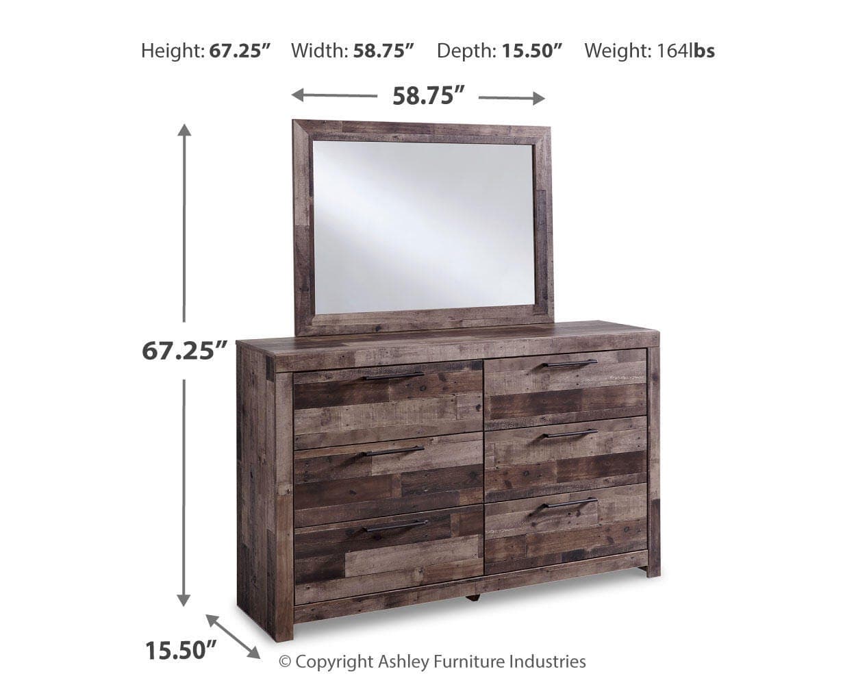 Derekson Dresser and Mirror — Black/Gray & Brown/Beige — view 4