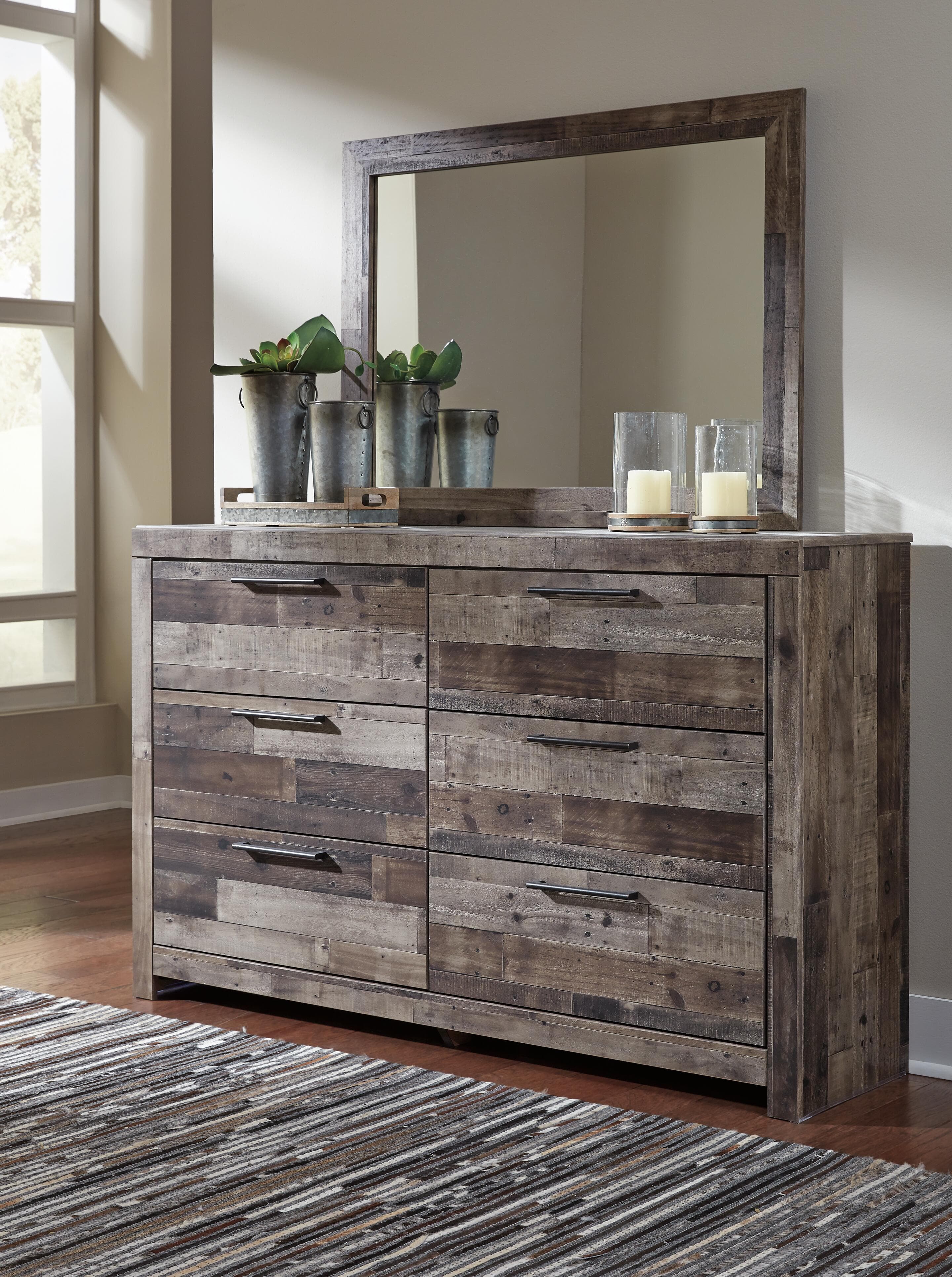 Derekson Dresser and Mirror — Black/Gray & Brown/Beige — view 2