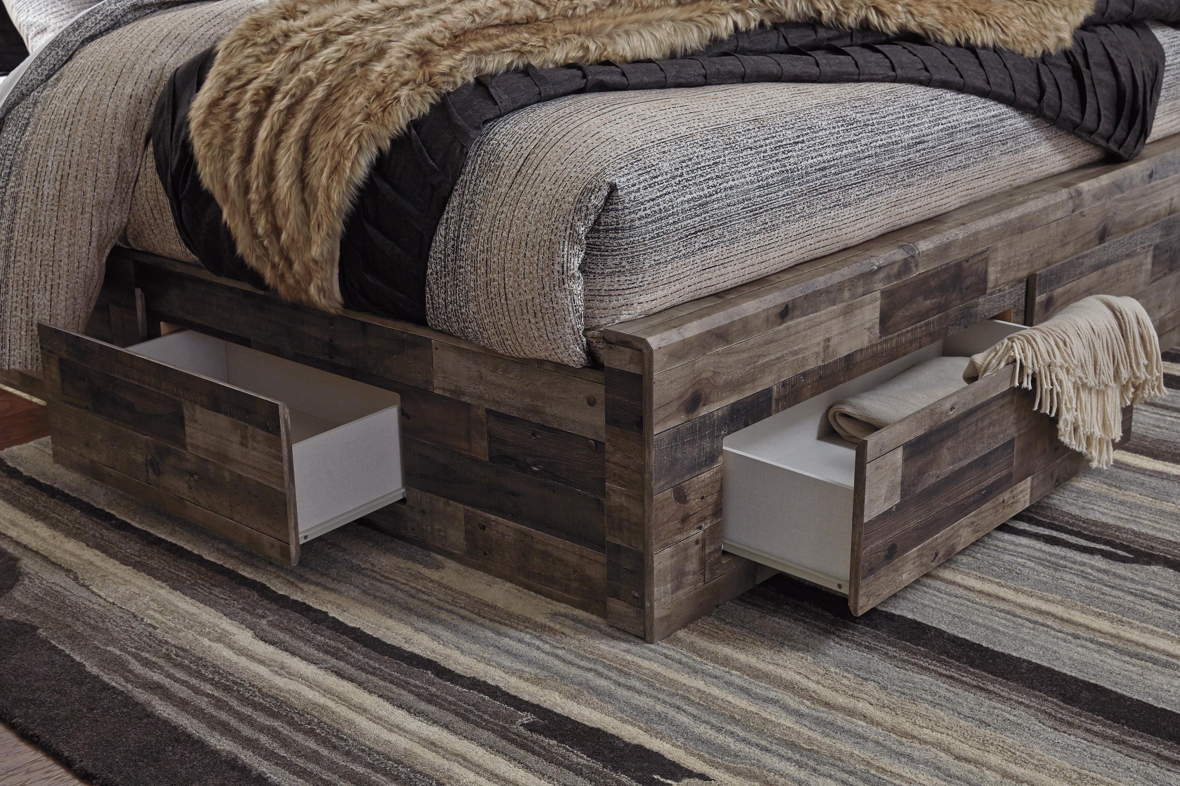 Derekson Full Panel Bed with 6 Storage Drawers — Black/Gray & Brown/Beige — view 6