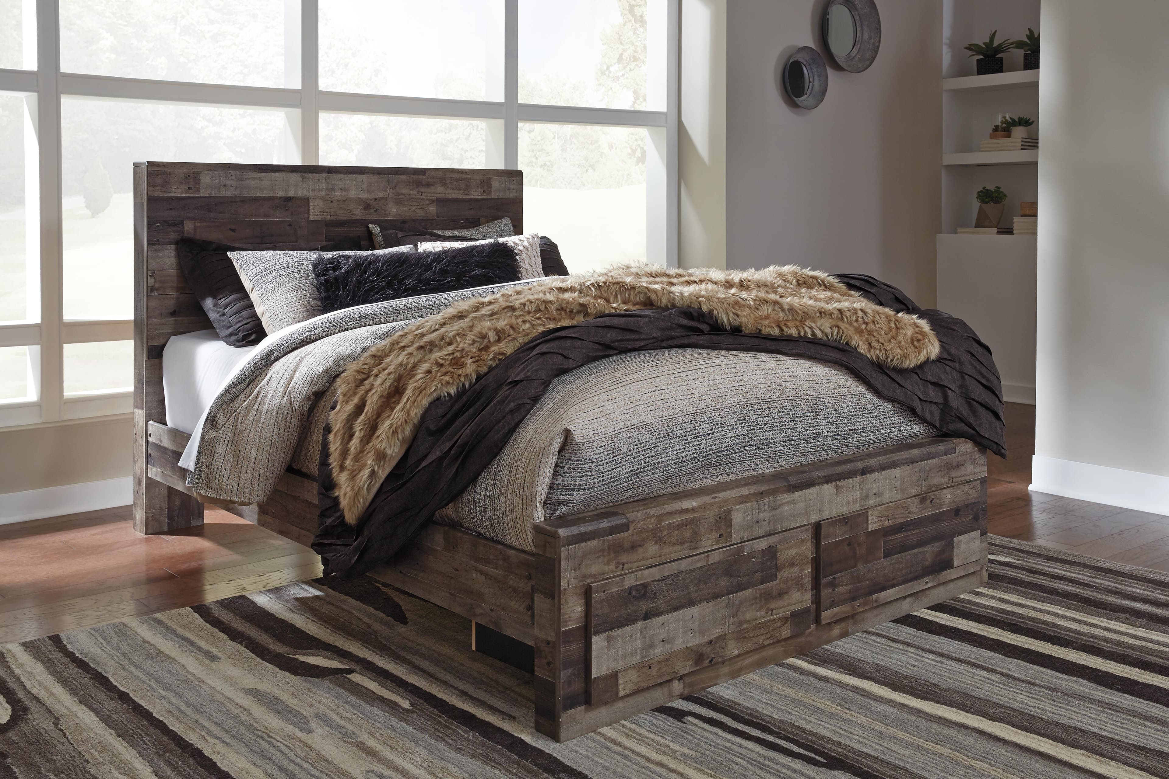 Derekson Queen Panel Headboard — Black/Gray & Brown/Beige — view 3