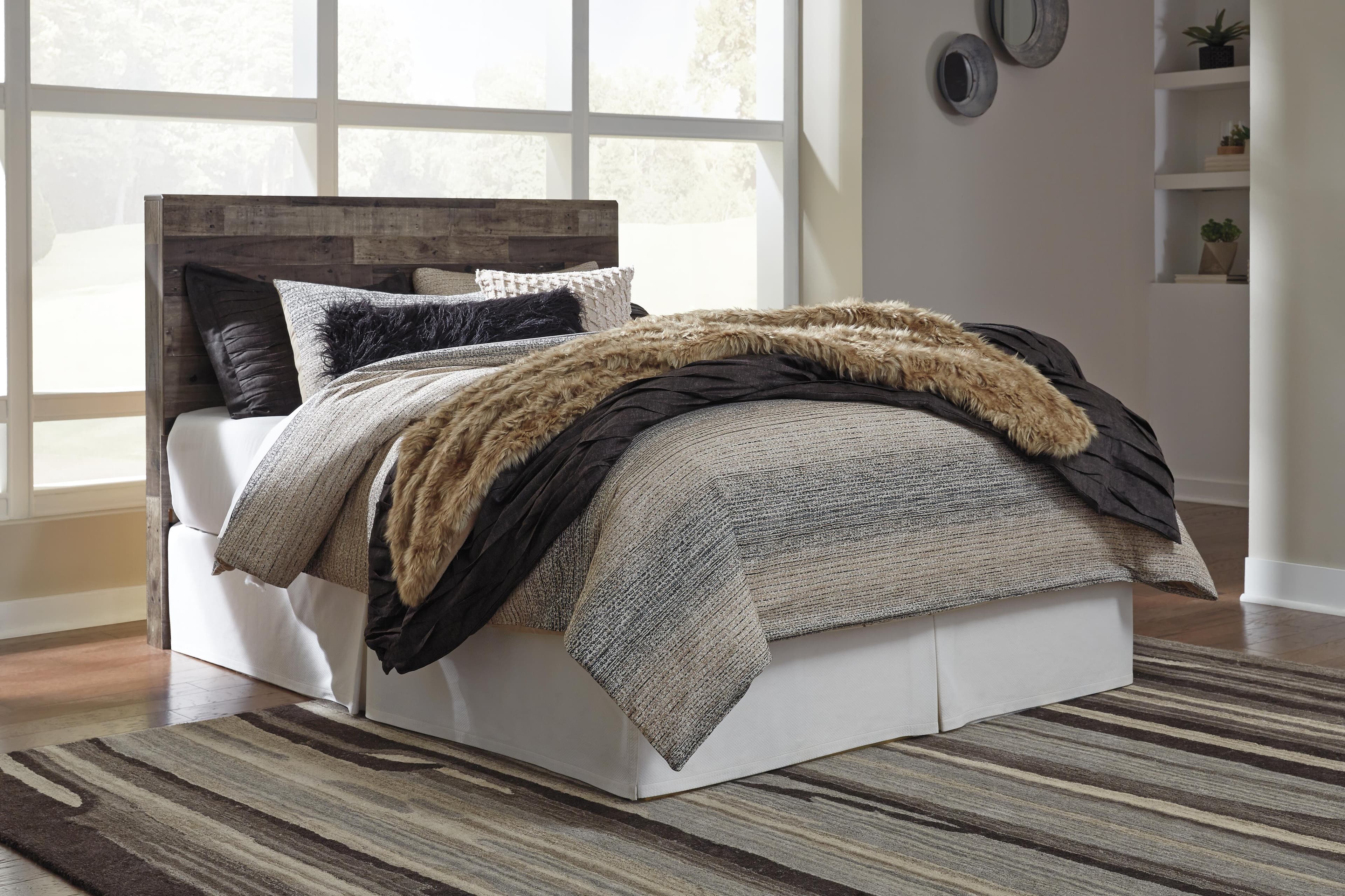 Derekson Queen Panel Headboard — Black/Gray & Brown/Beige — view 2
