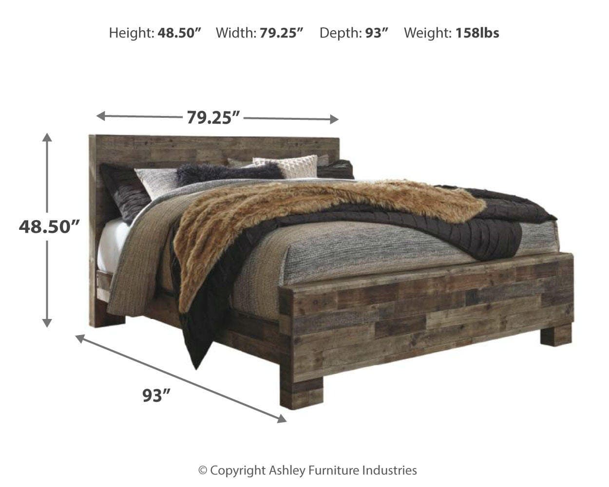 Derekson King Panel Bed — Black/Gray & Brown/Beige — view 4