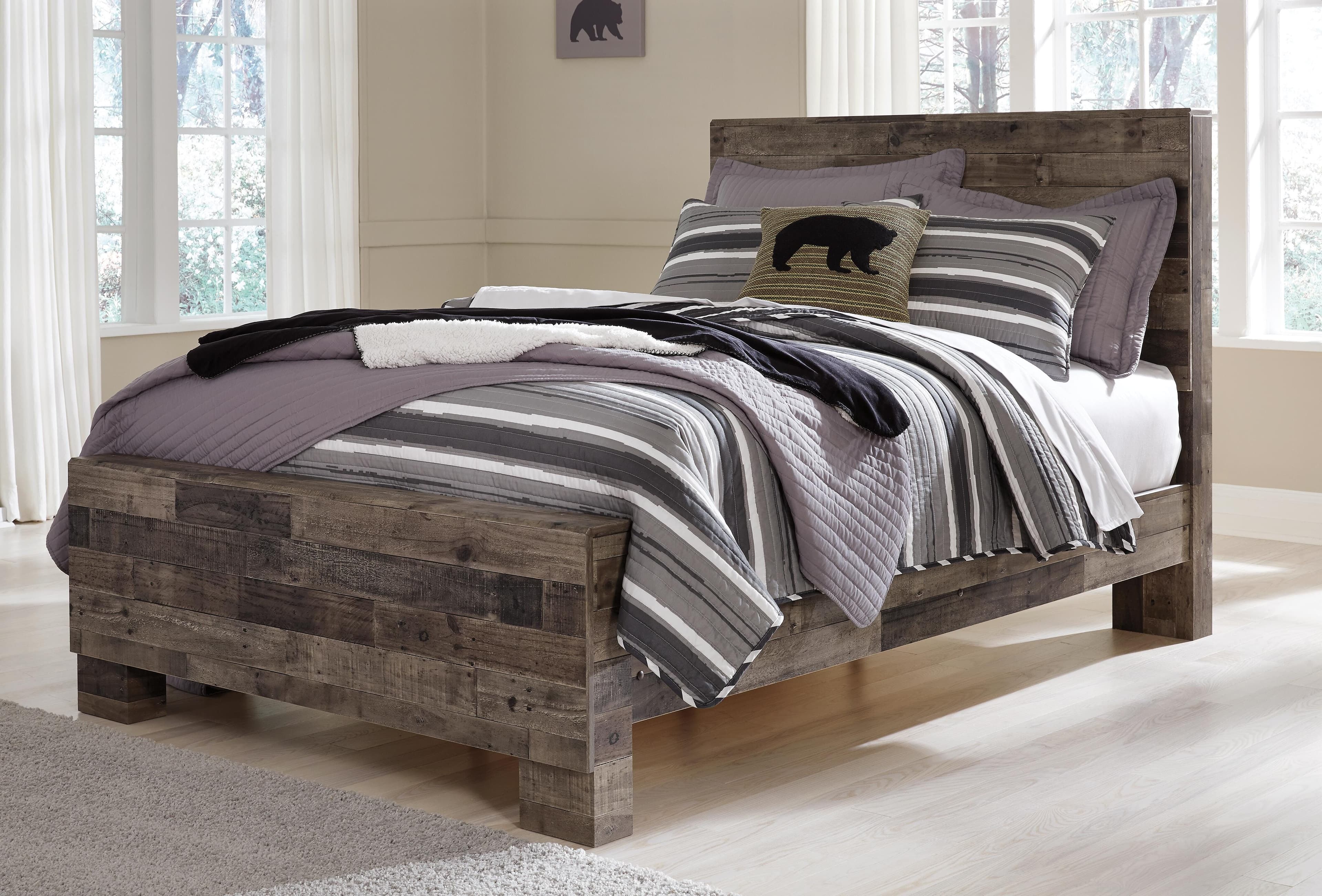 Derekson Full Panel Bed — Black/Gray & Brown/Beige — view 2