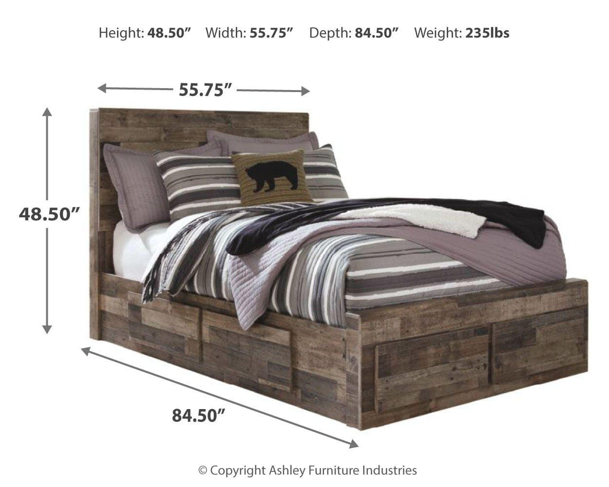 Derekson Full Panel Bed with 6 Storage Drawers — Black/Gray & Brown/Beige — view 4