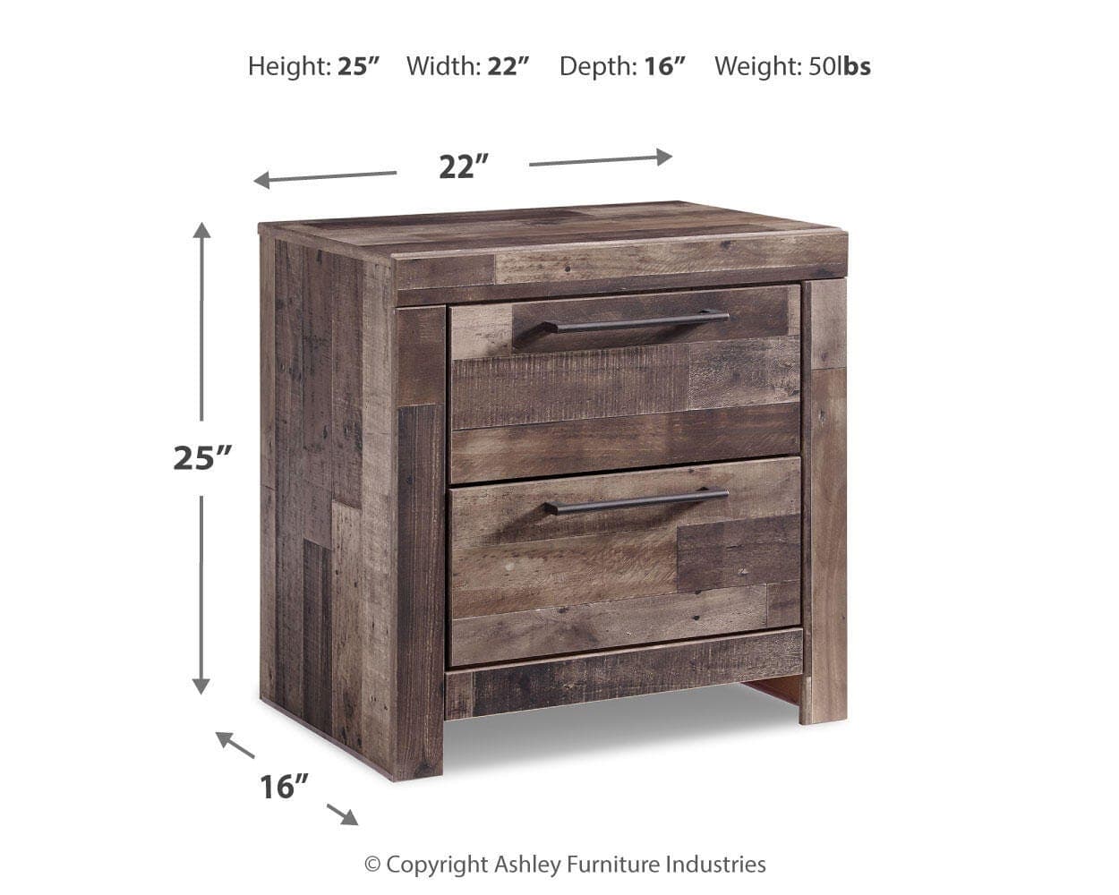 Derekson Nightstand — Black/Gray & Brown/Beige — view 5