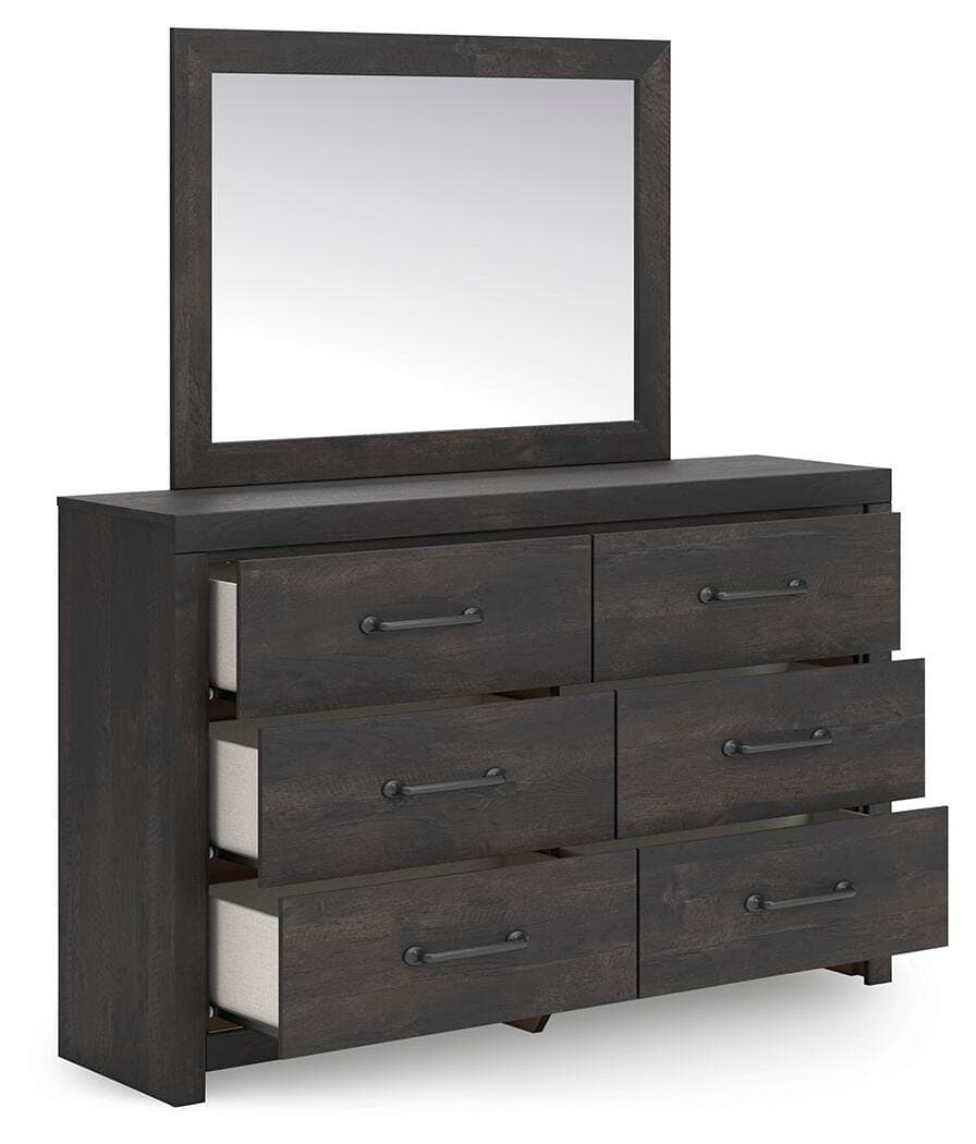 Delmorta Dresser and Mirror — Black/Gray — view 4