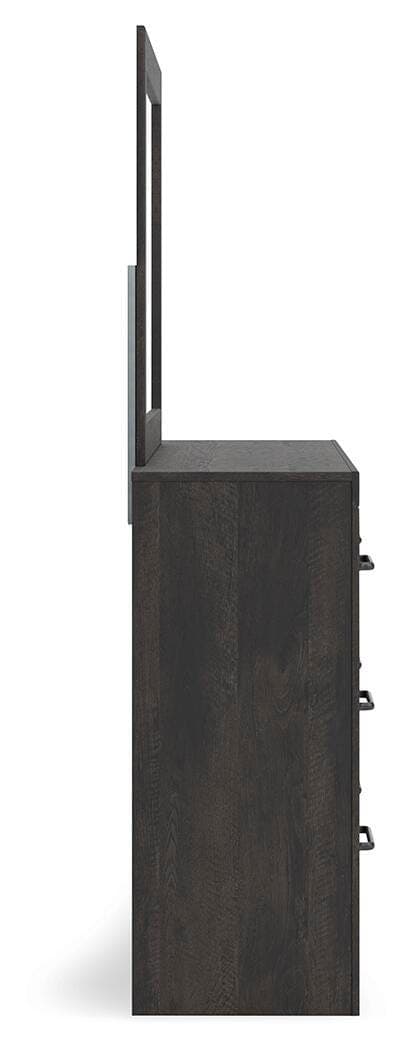 Delmorta Dresser and Mirror — Black/Gray — view 8