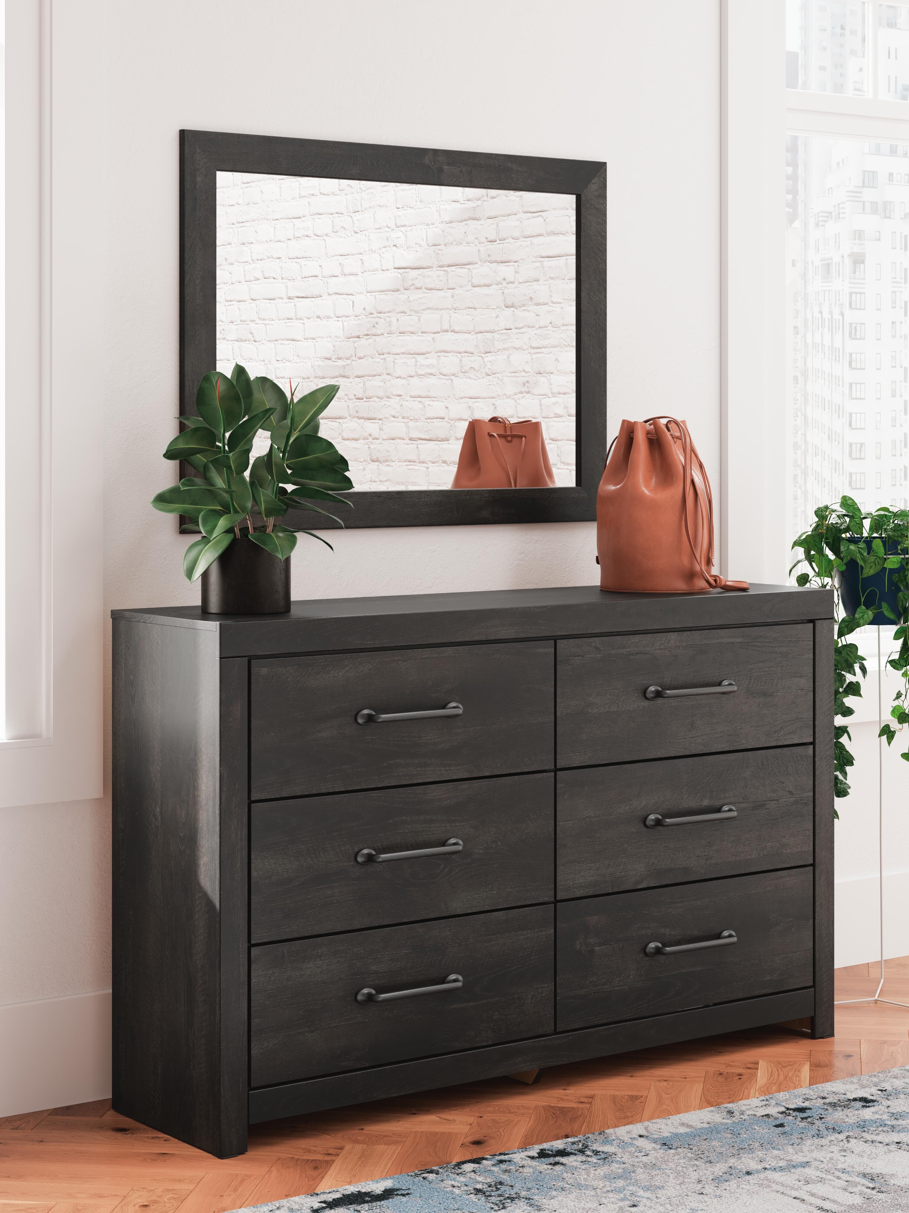 Delmorta Dresser and Mirror — Black/Gray — view 2