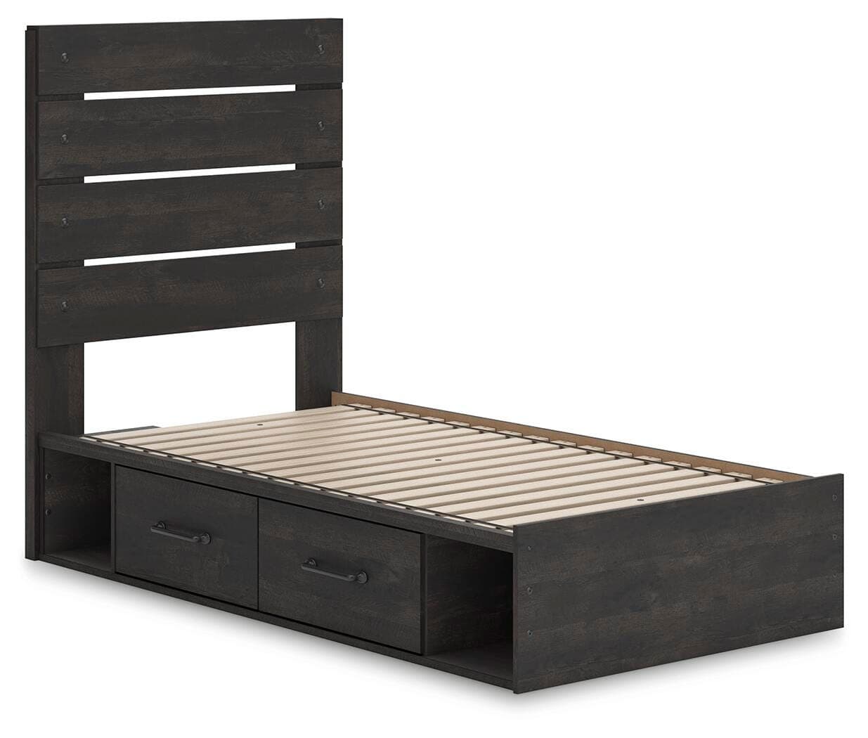 Delmorta Twin Panel Storage Bed — Black/Gray — view 3