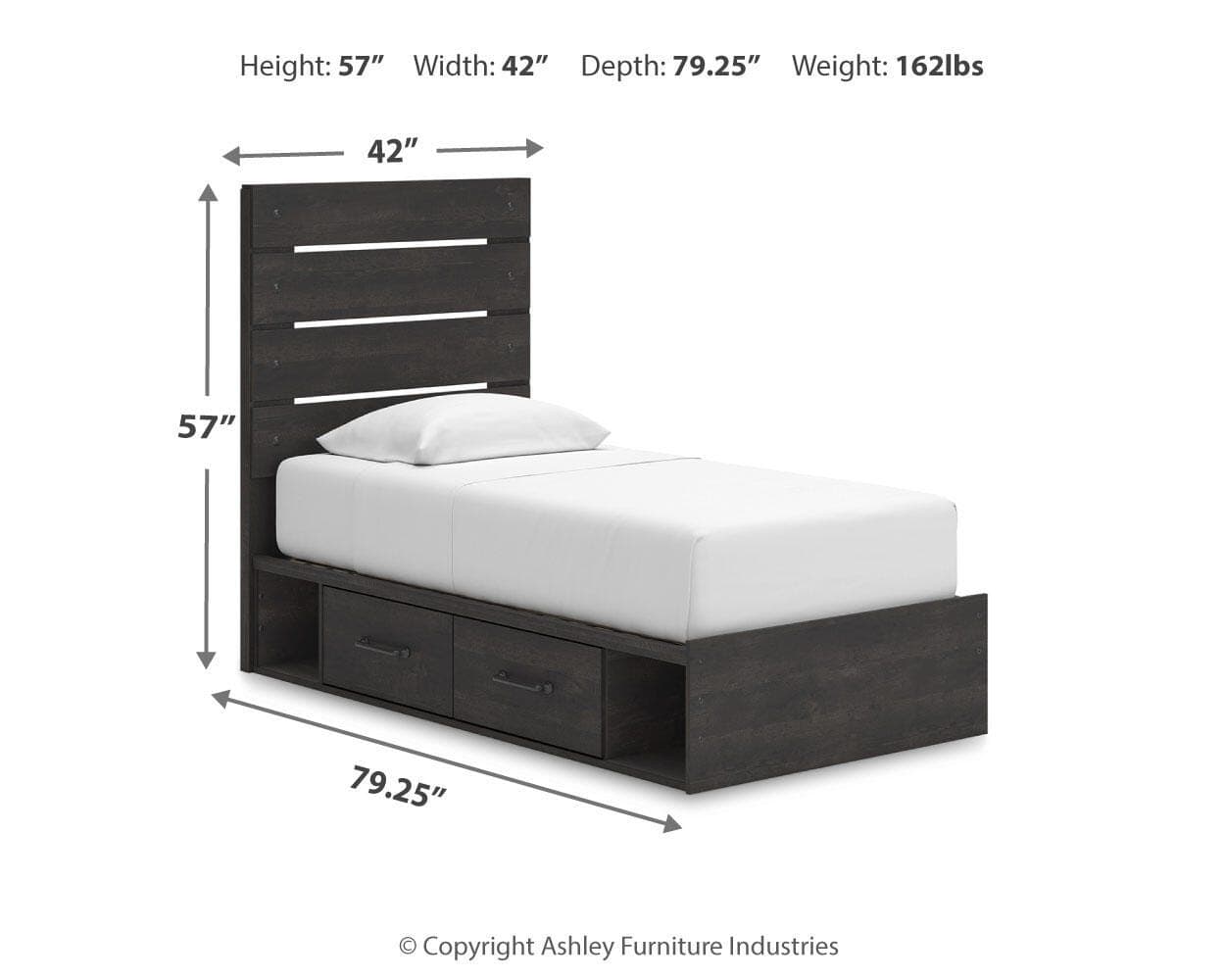 Delmorta Twin Panel Storage Bed — Black/Gray — view 4