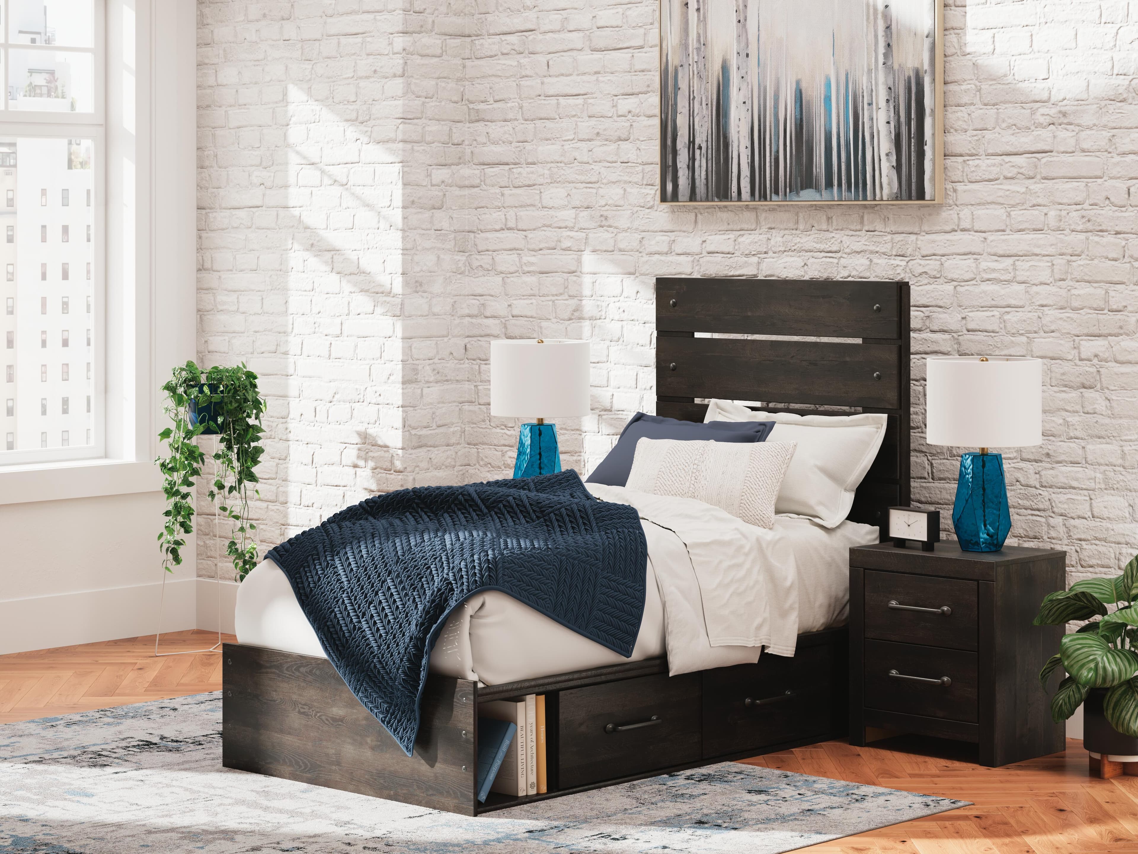Delmorta Twin Panel Storage Bed — Black/Gray — view 2