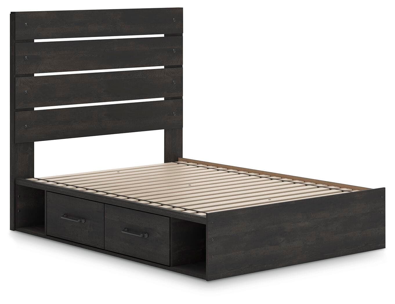Delmorta Full Panel Bed with Storage — Black/Gray — view 3