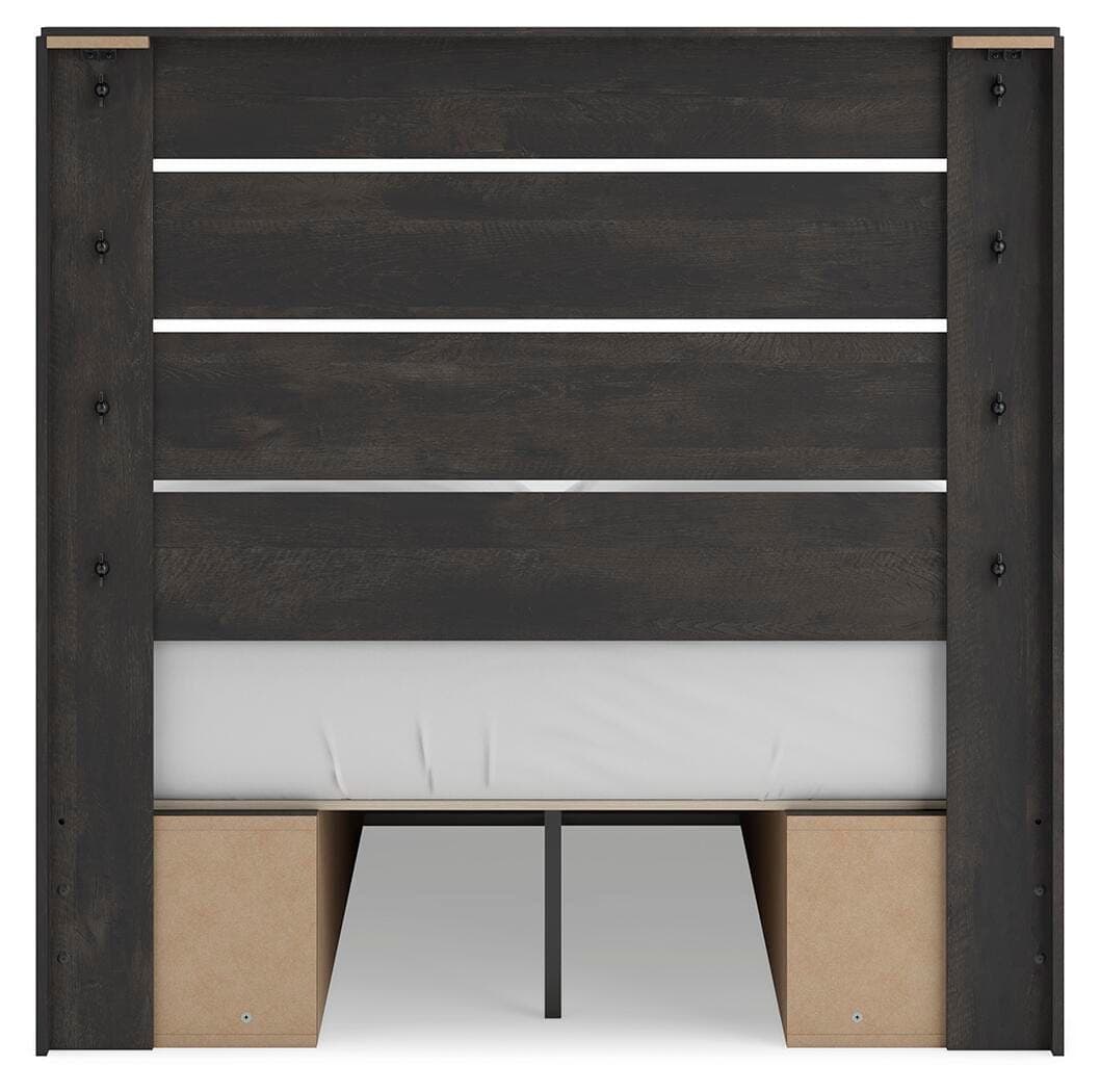 Delmorta Full Panel Bed with Storage — Black/Gray — view 8