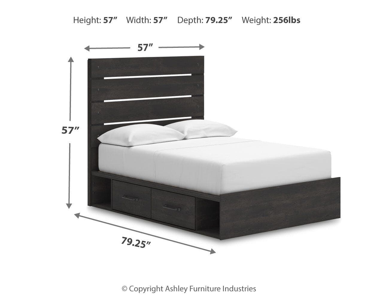 Delmorta Full Panel Bed with Storage — Black/Gray — view 4