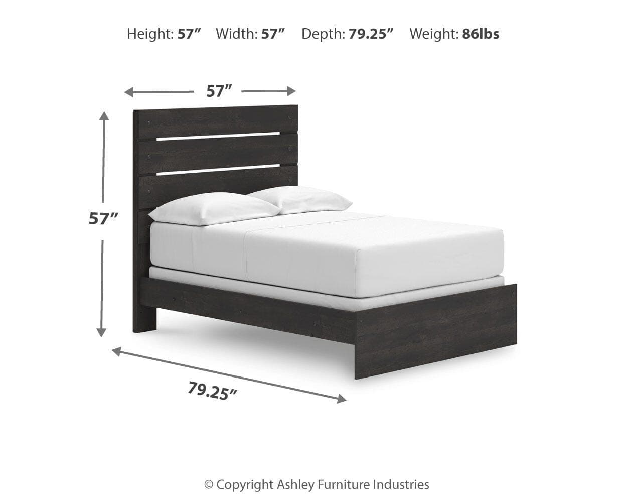 Delmorta Full Panel Bed — Black/Gray — view 4