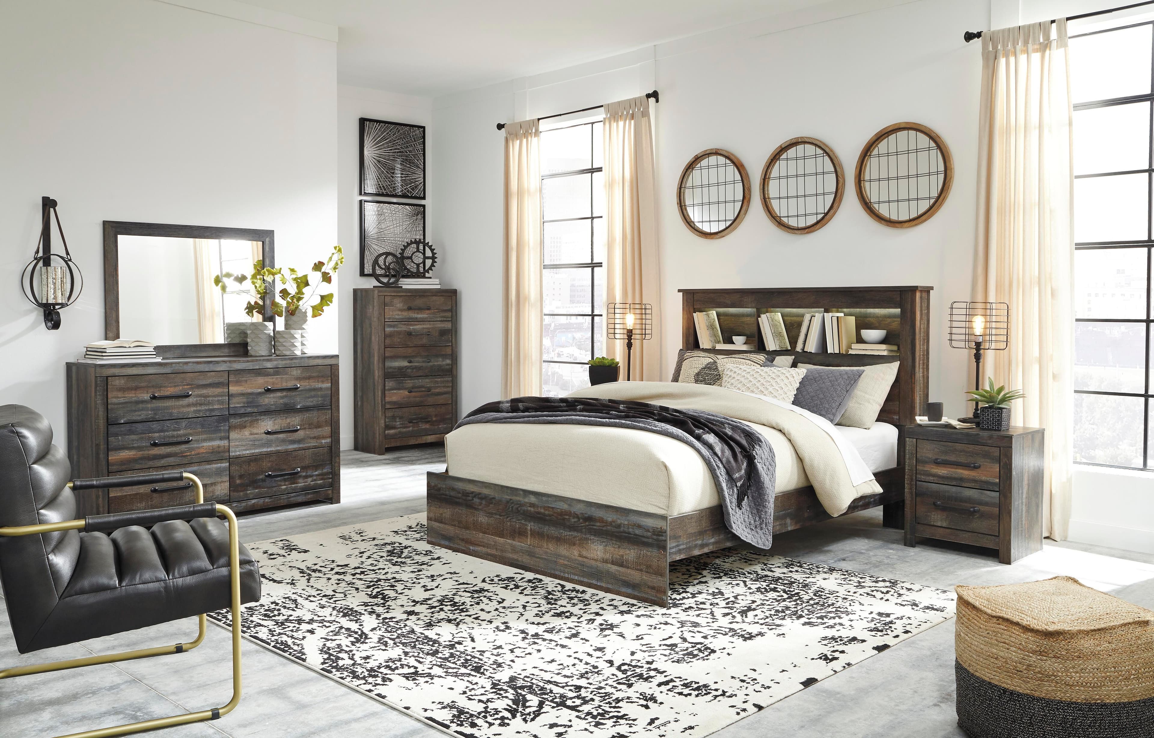 Drystan Queen Bookcase Bed — Brown/Beige — view 3