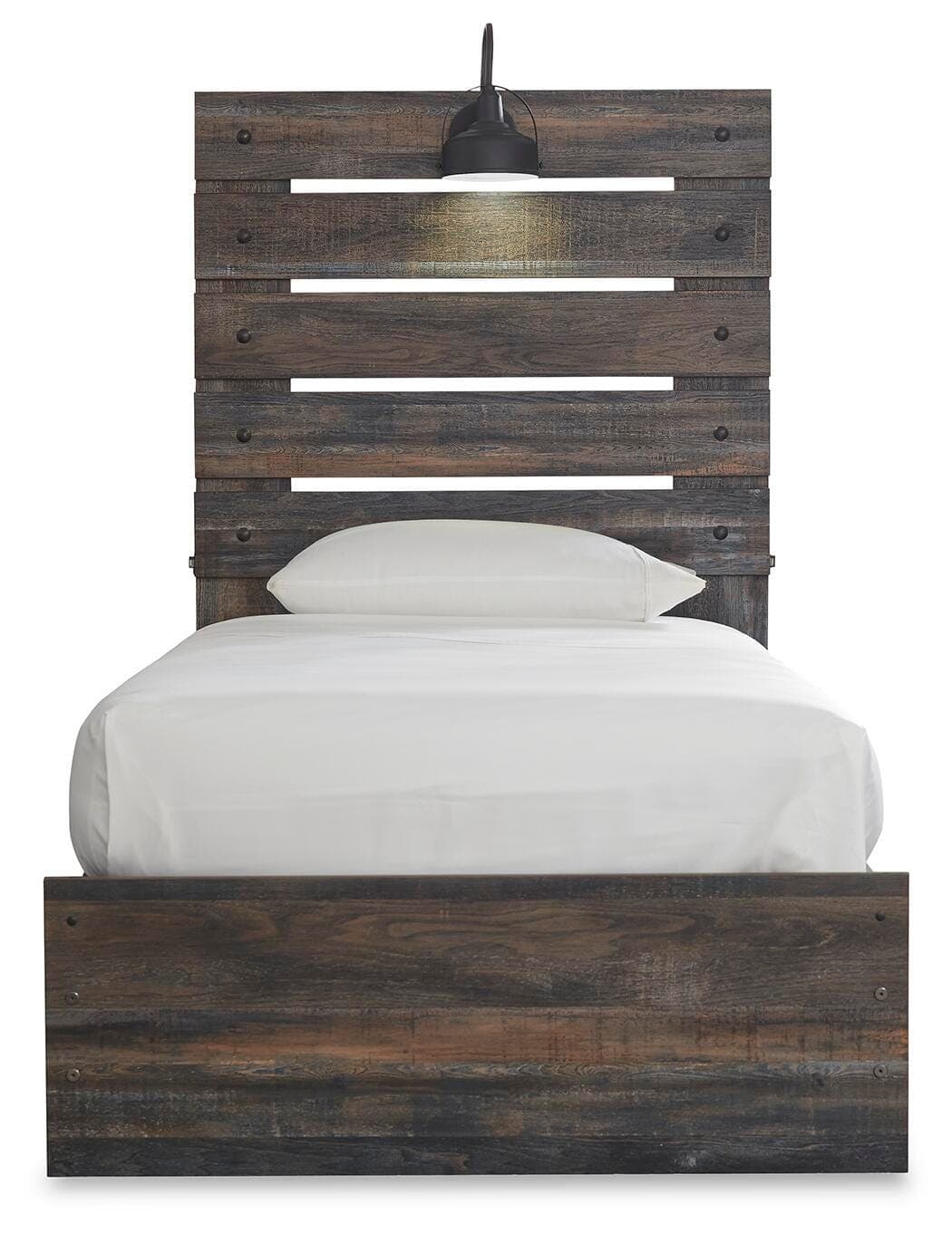 Drystan Twin Panel Bed with 2 Storage Drawers — Black/Gray — view 2