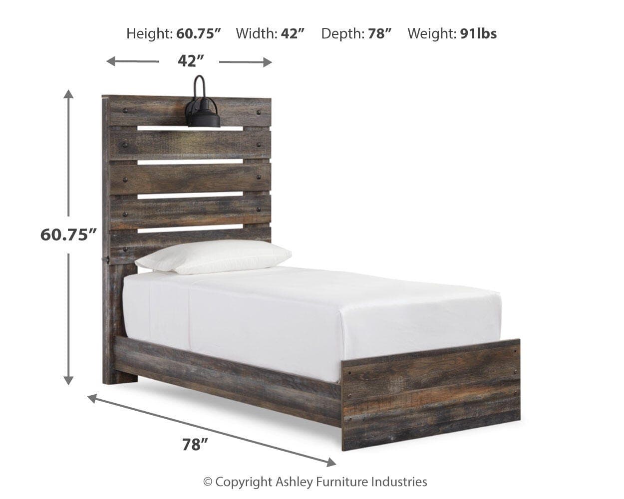 Drystan Twin Panel Bed — Black/Gray — view 4