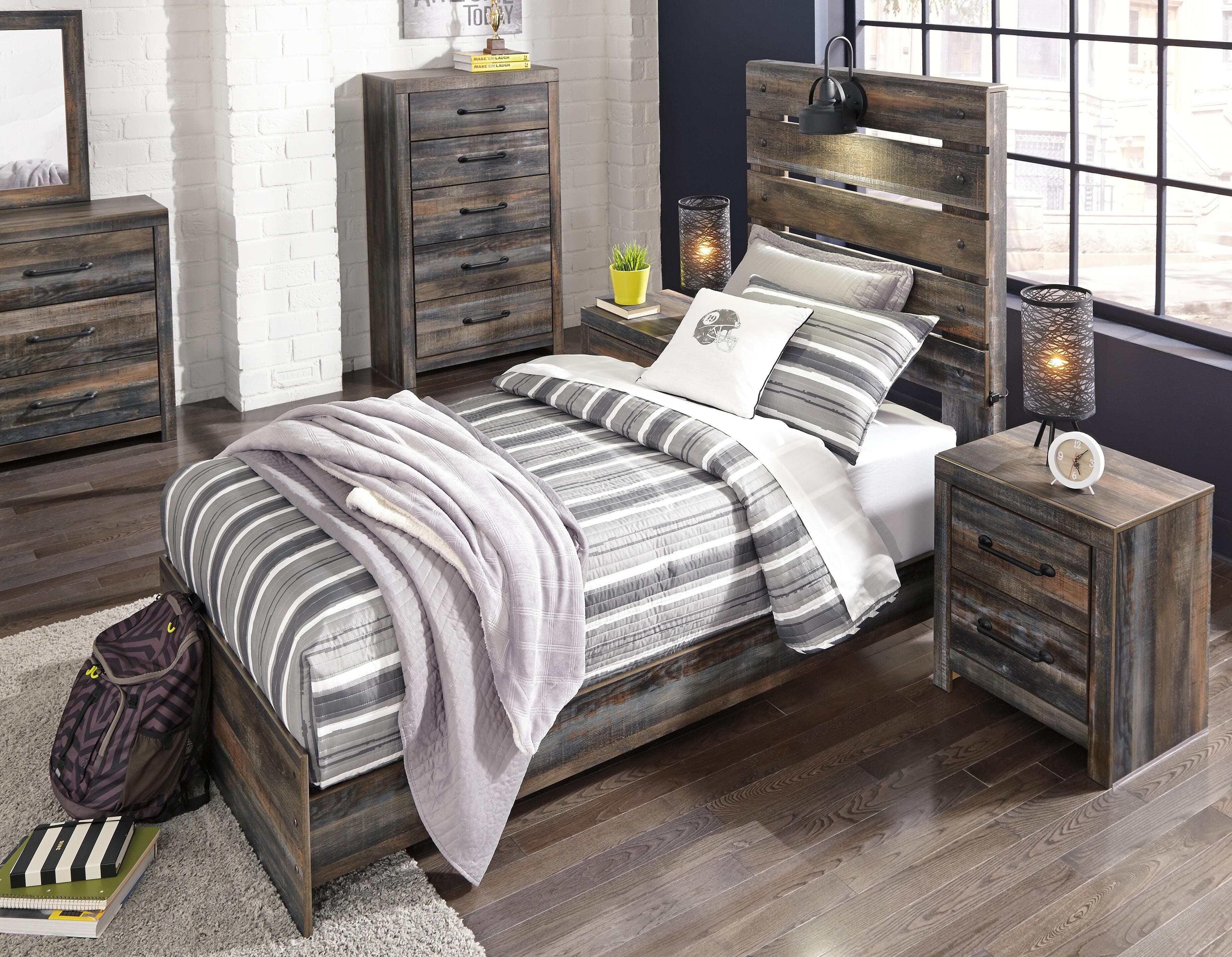 Drystan Twin Panel Bed — Black/Gray — view 5
