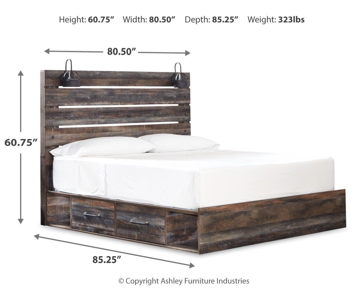Drystan King Panel Bed with 4 Storage Drawers — Brown/Beige — view 4