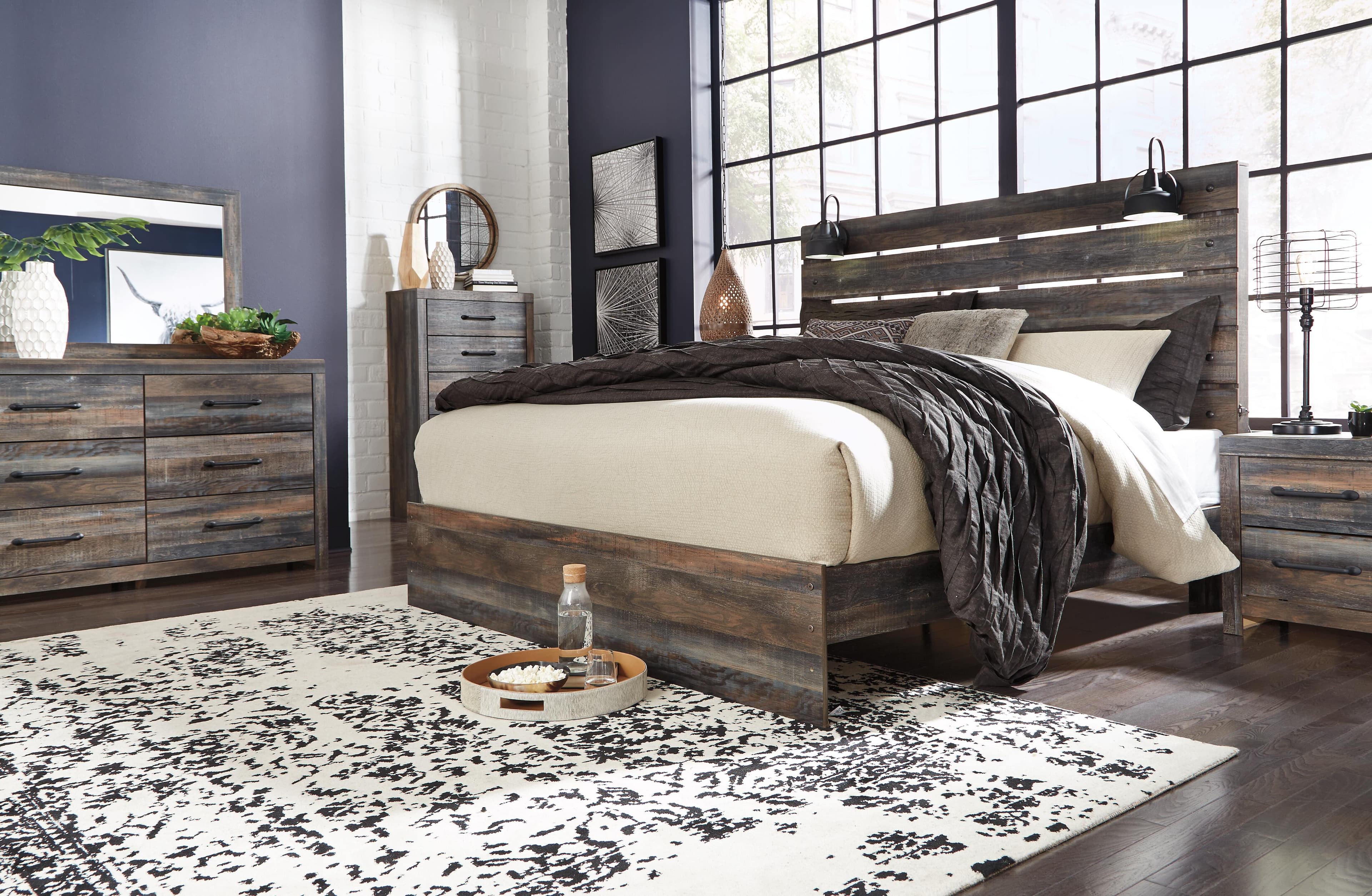 Drystan King Panel Bed — Black/Gray — view 3