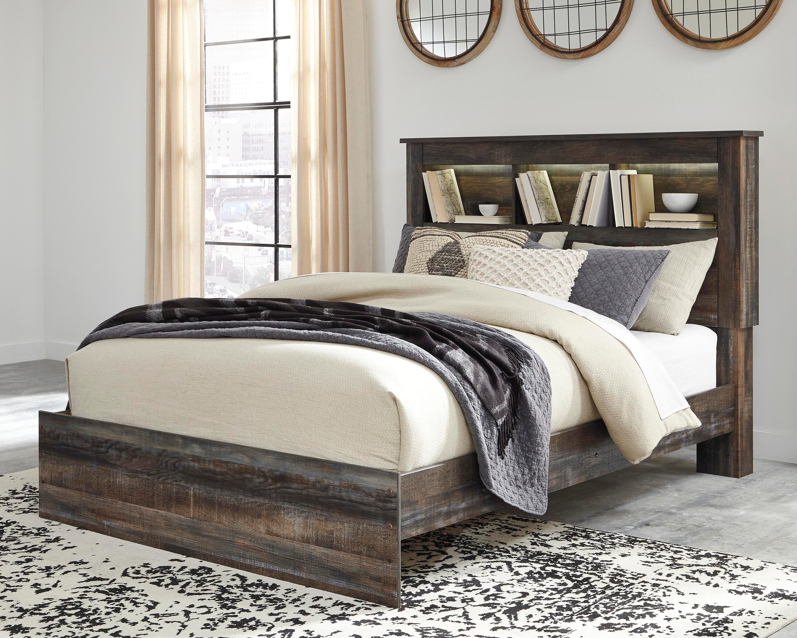Drystan Queen Bookcase Bed — Brown/Beige — view 2